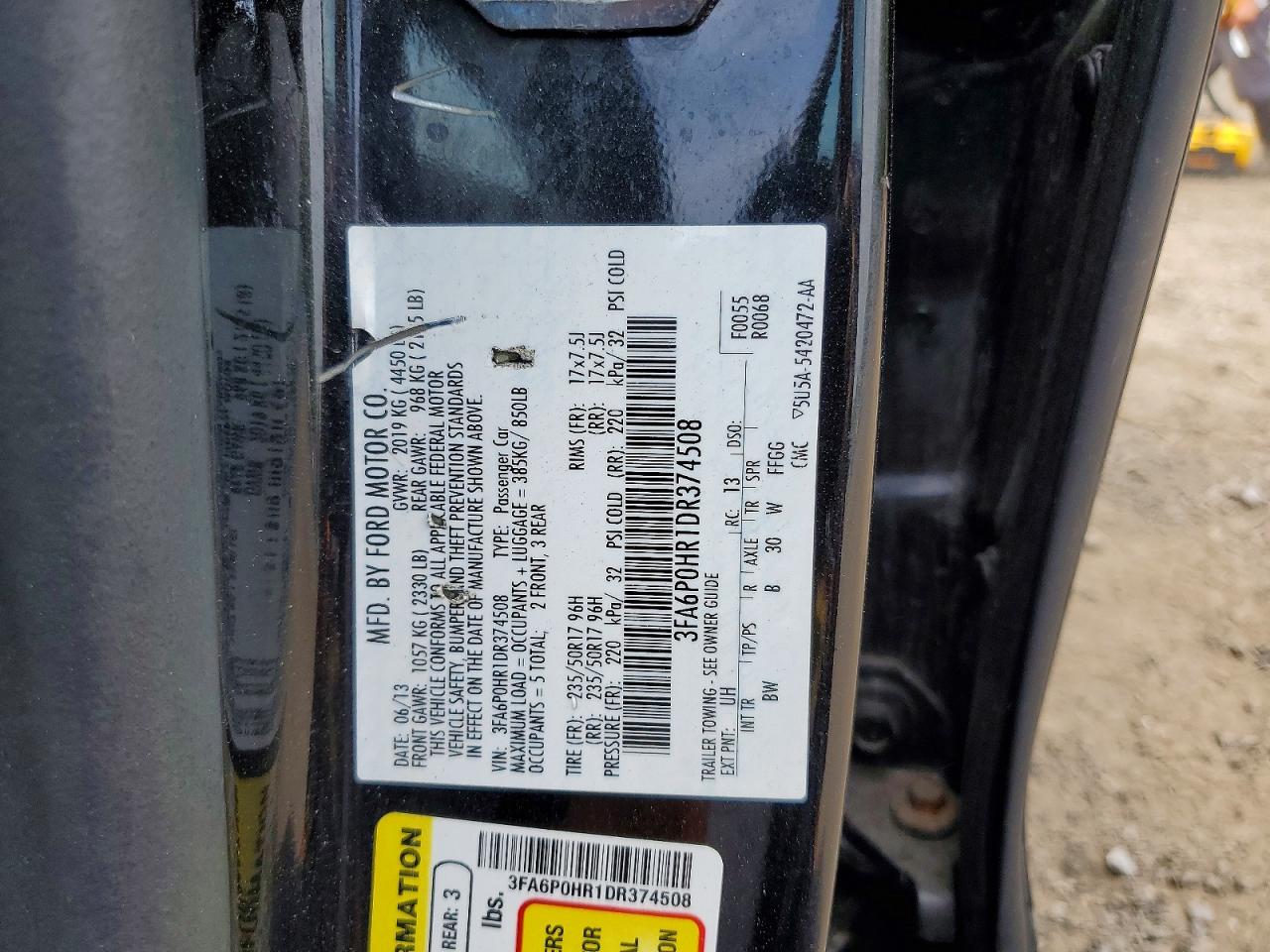 2013 Ford Fusion Se Black vin: 3FA6P0HR1DR374508