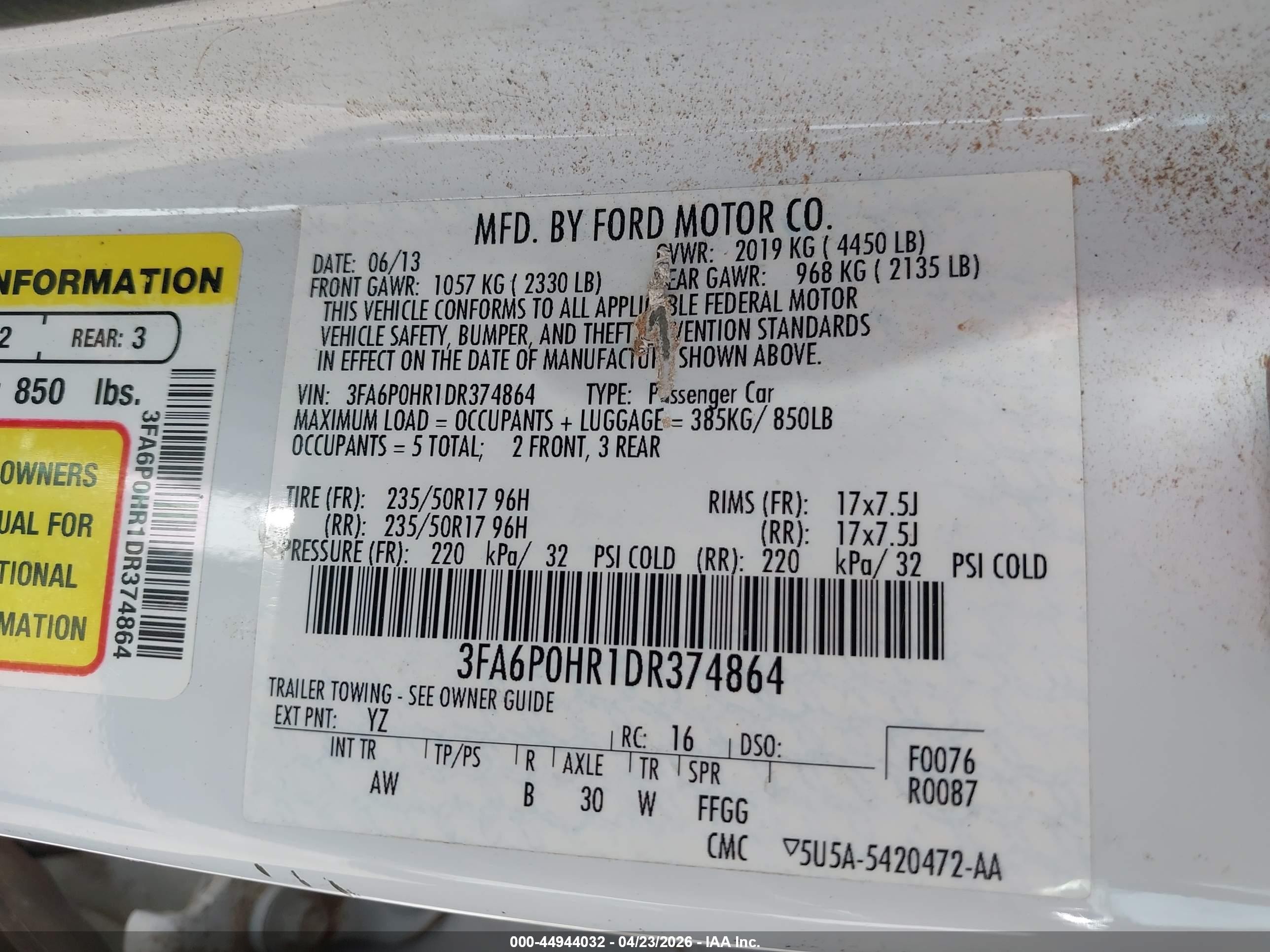 2013 Ford Fusion Se White vin: 3FA6P0HR1DR374864