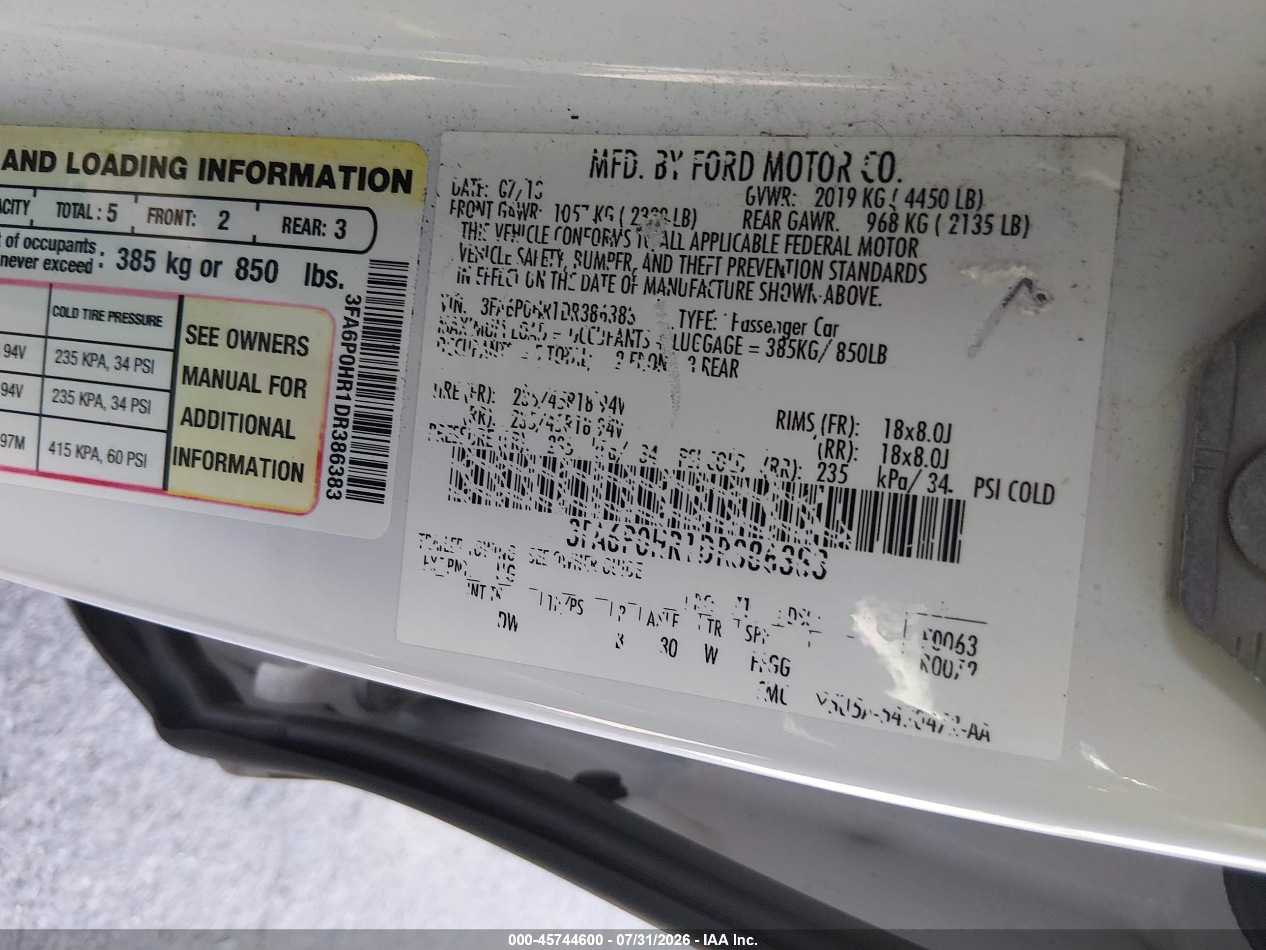 2013 Ford Fusion Se White vin: 3FA6P0HR1DR386383