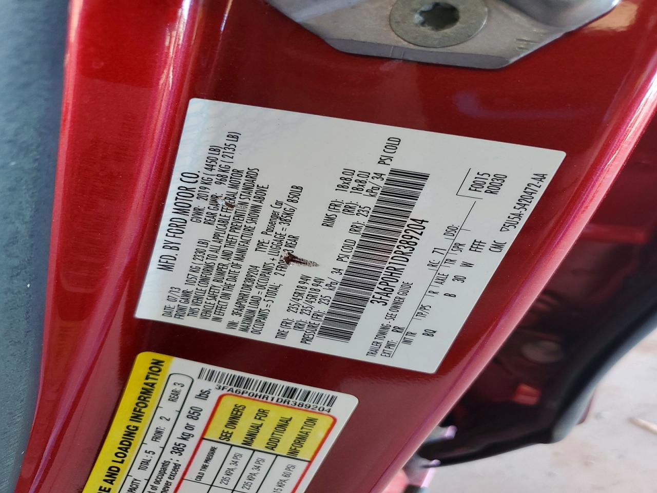 2013 Ford Fusion Se Красный vin: 3FA6P0HR1DR389204