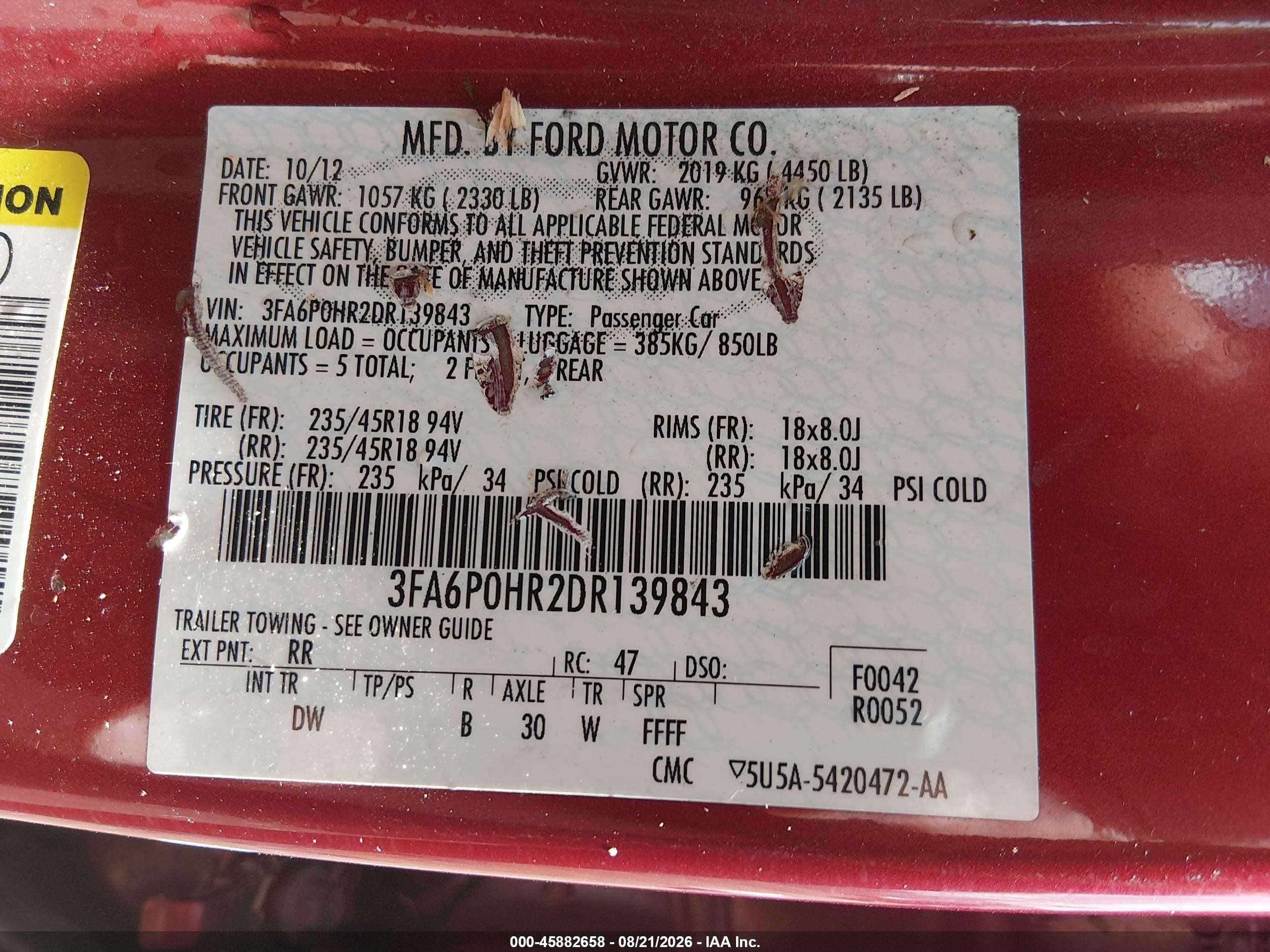2013 Ford Fusion Se Red vin: 3FA6P0HR2DR139843