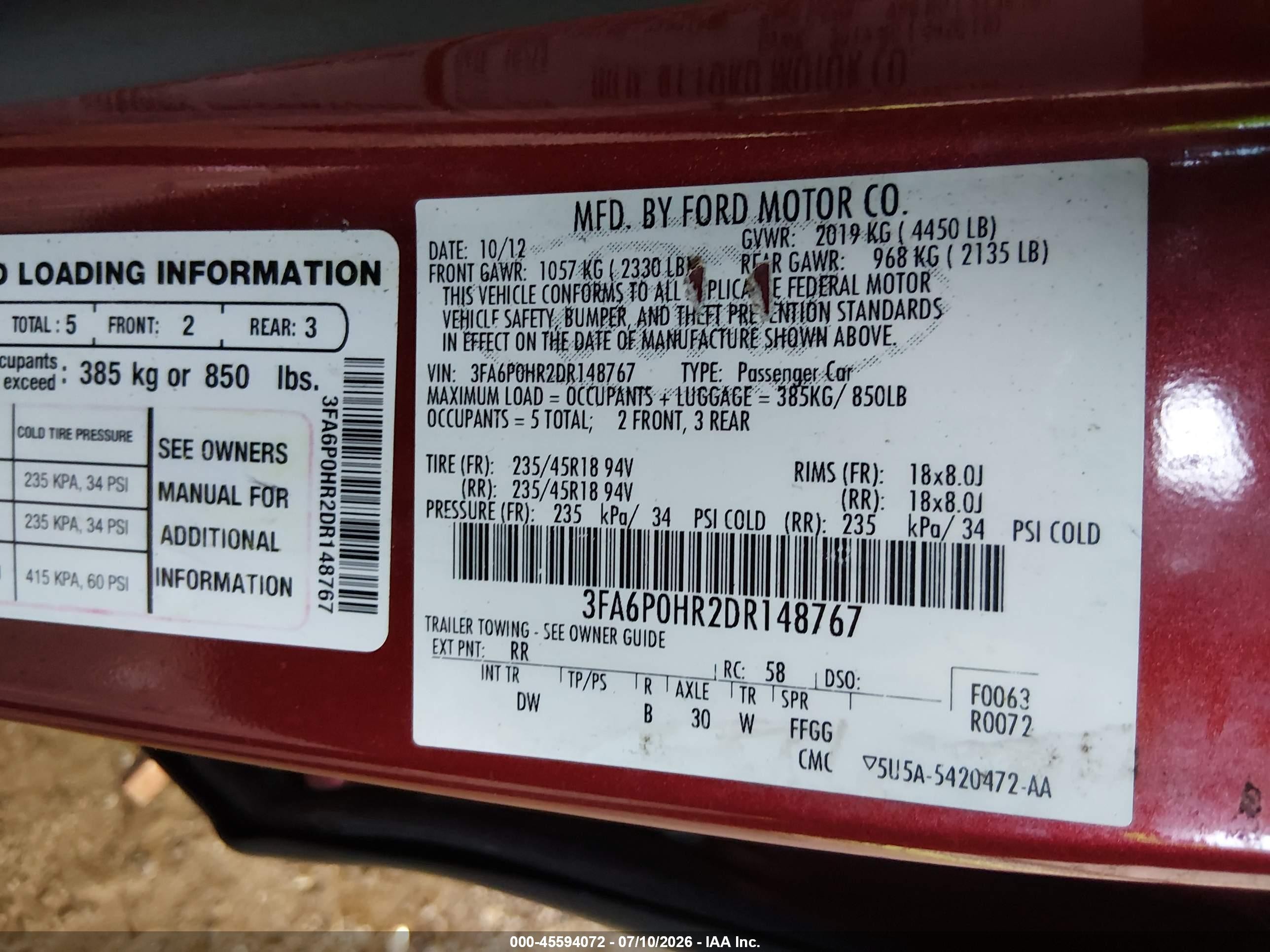 2013 Ford Fusion Se Red vin: 3FA6P0HR2DR148767
