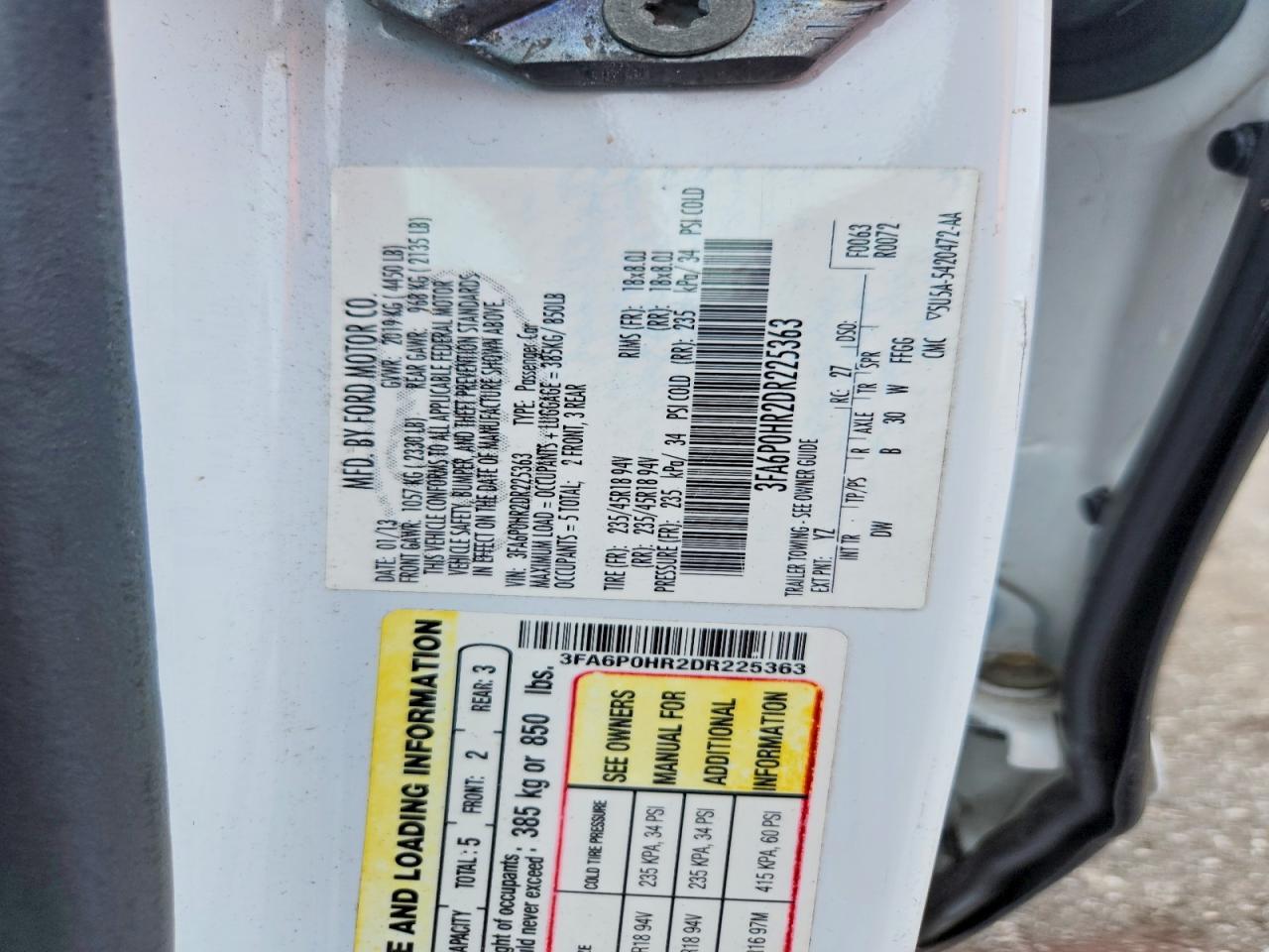 2013 Ford Fusion Se Белый vin: 3FA6P0HR2DR225363