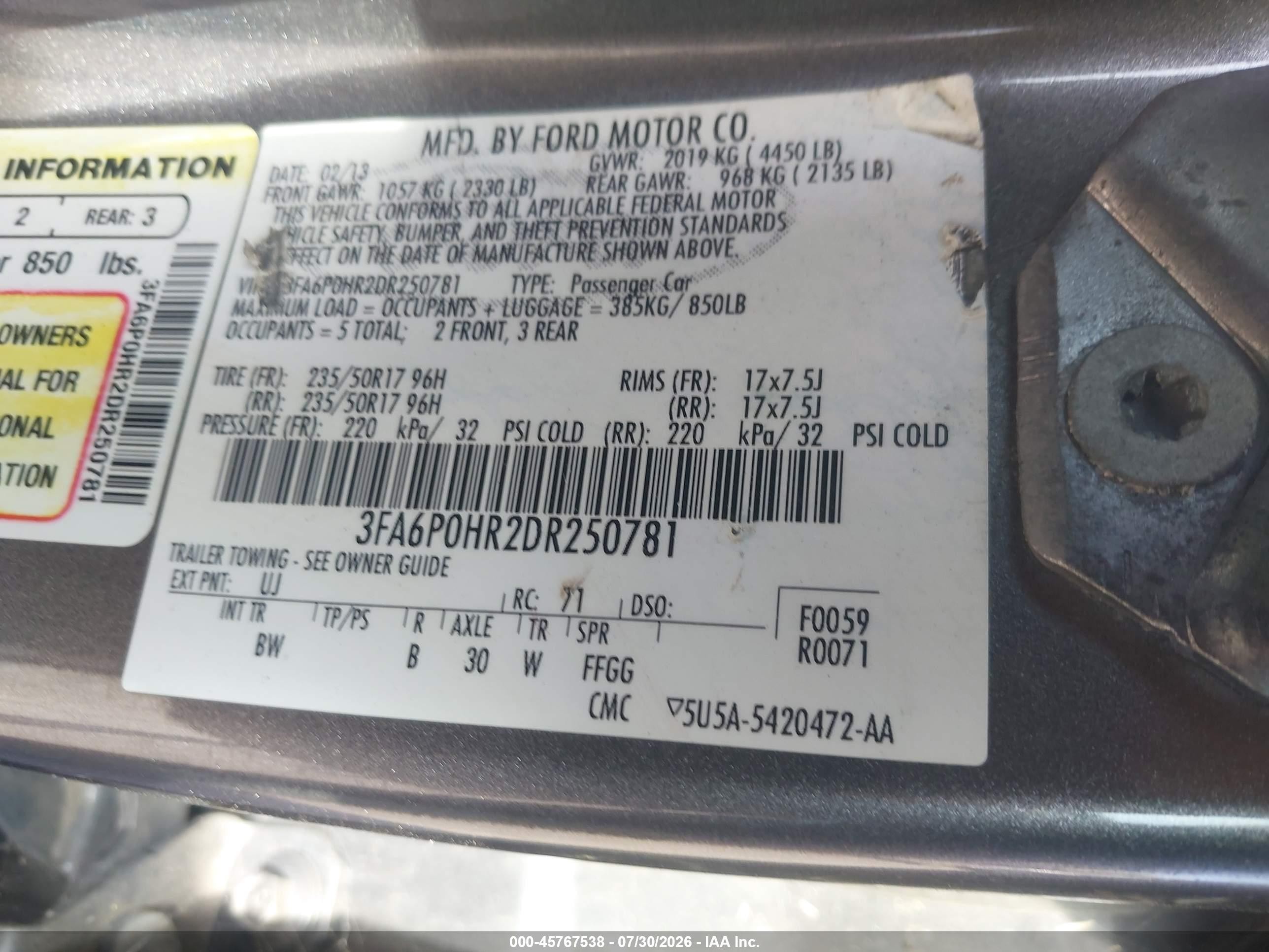 2013 Ford Fusion Se Gray vin: 3FA6P0HR2DR250781