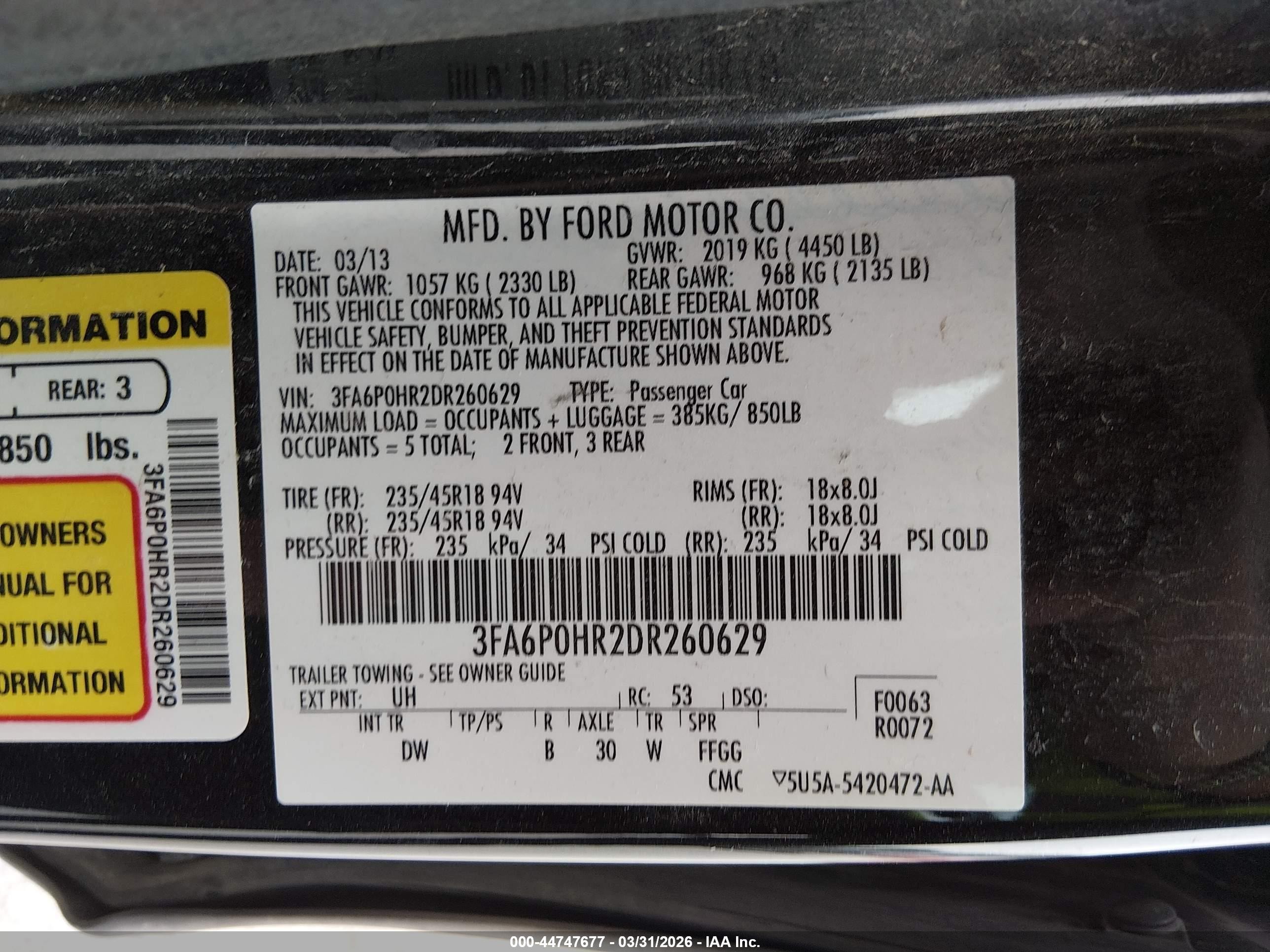 2013 Ford Fusion Se Black vin: 3FA6P0HR2DR260629