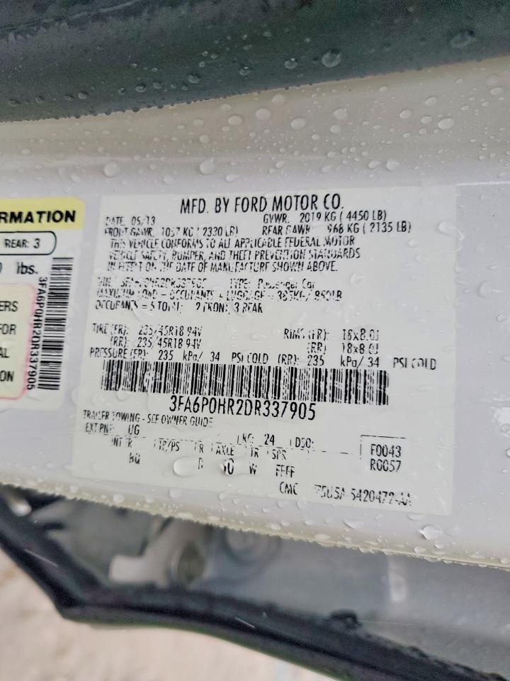 2013 Ford Fusion Se Белый vin: 3FA6P0HR2DR337905