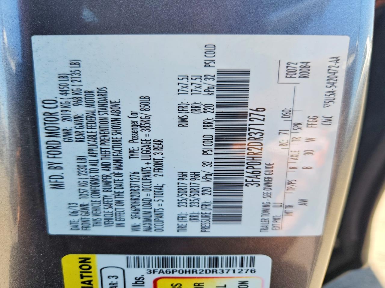 2013 Ford Fusion Se Gray vin: 3FA6P0HR2DR371276