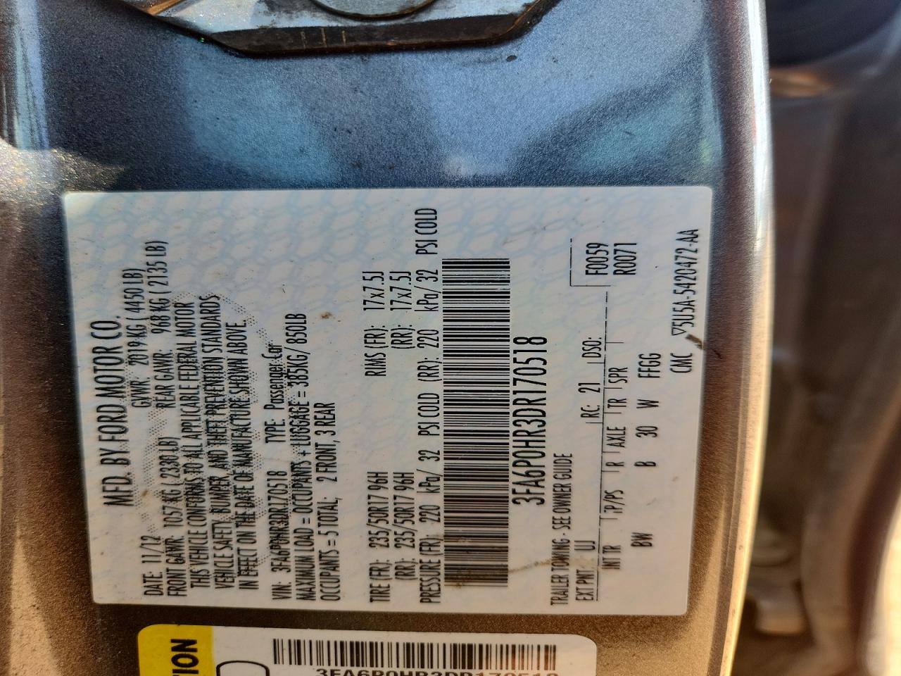 2013 Ford Fusion Se Silver vin: 3FA6P0HR3DR170518