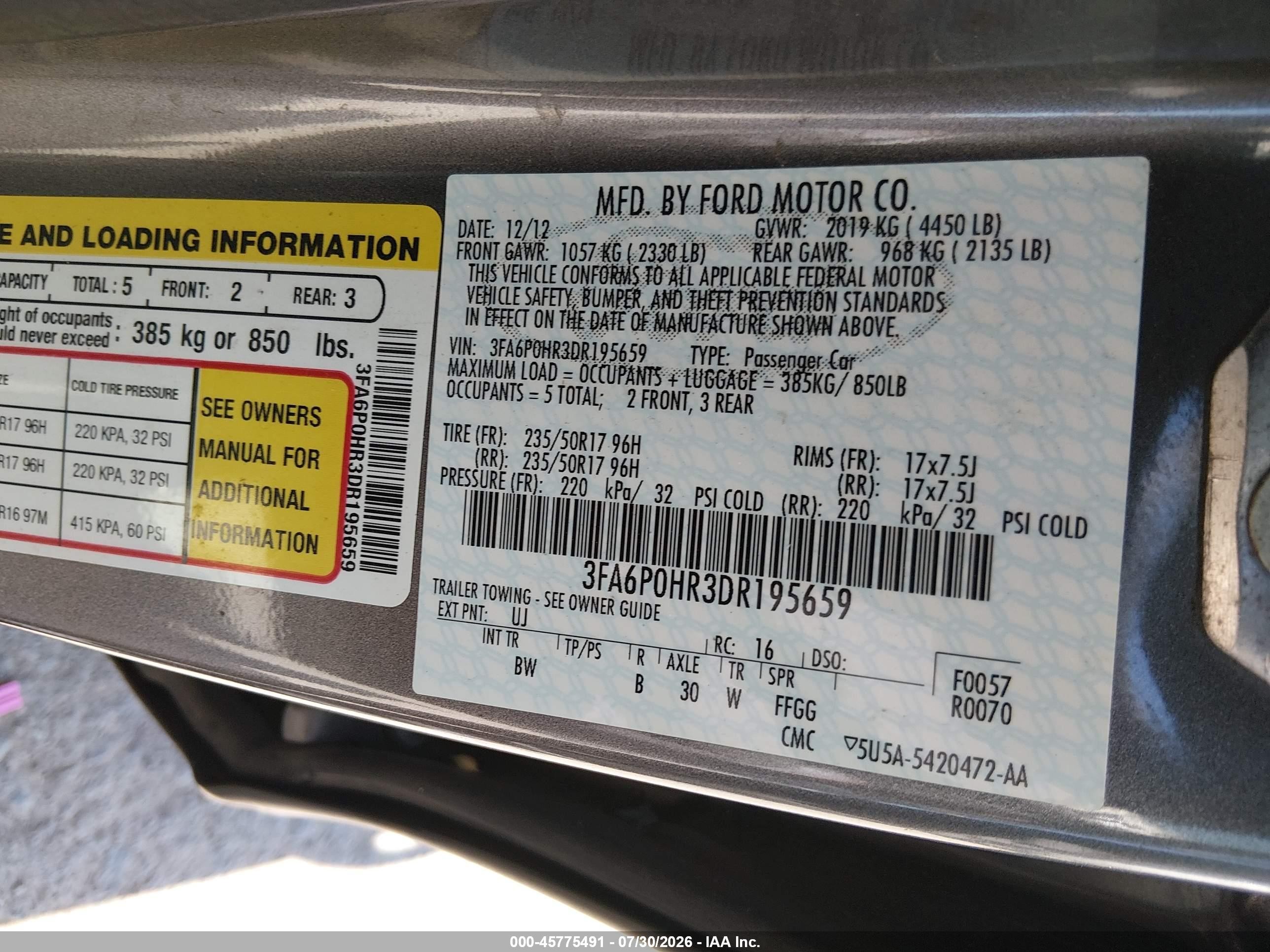 2013 Ford Fusion Se Gray vin: 3FA6P0HR3DR195659