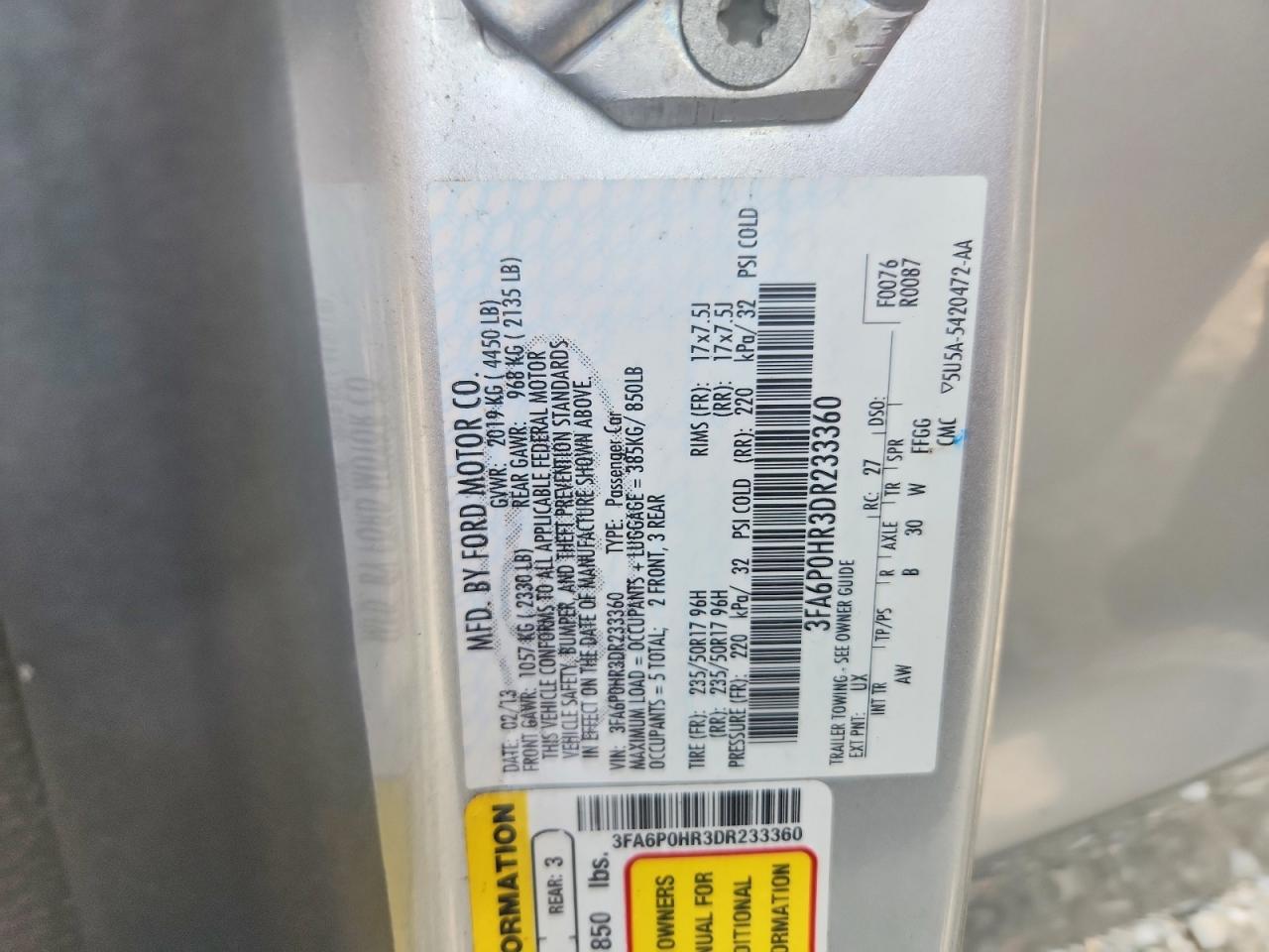 2013 Ford Fusion Se Silver vin: 3FA6P0HR3DR233360