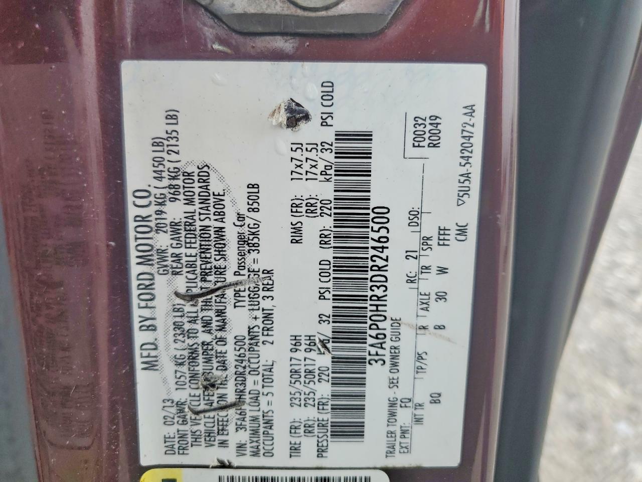 2013 Ford Fusion Se Бордовый vin: 3FA6P0HR3DR246500