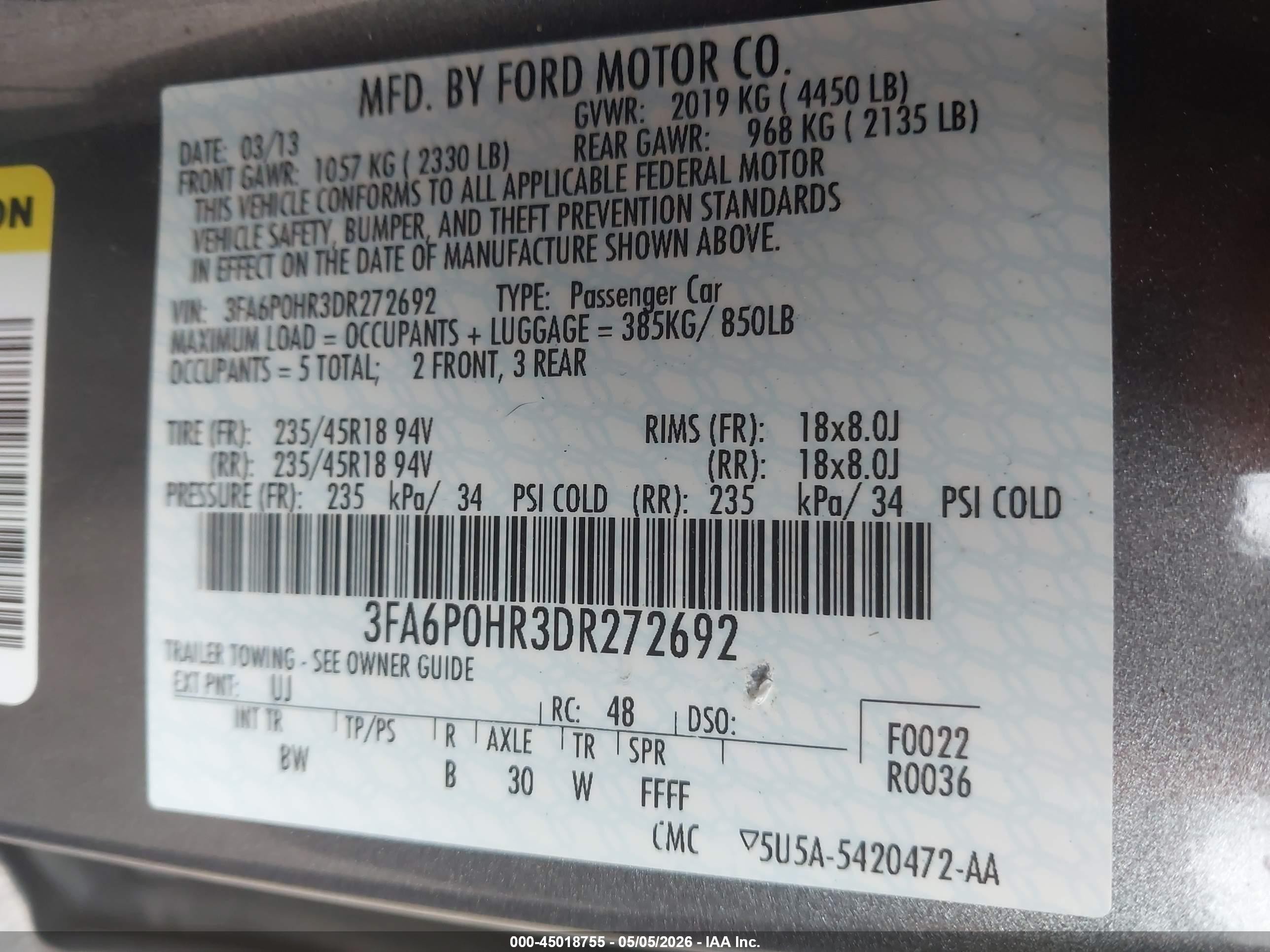 2013 Ford Fusion Se Серый vin: 3FA6P0HR3DR272692