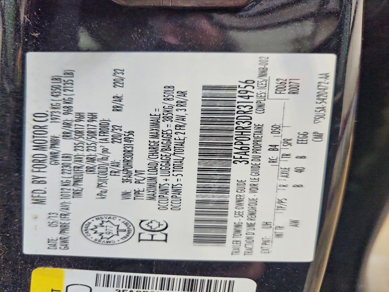 2013 Ford Fusion Se Gray vin: 3FA6P0HR3DR314956