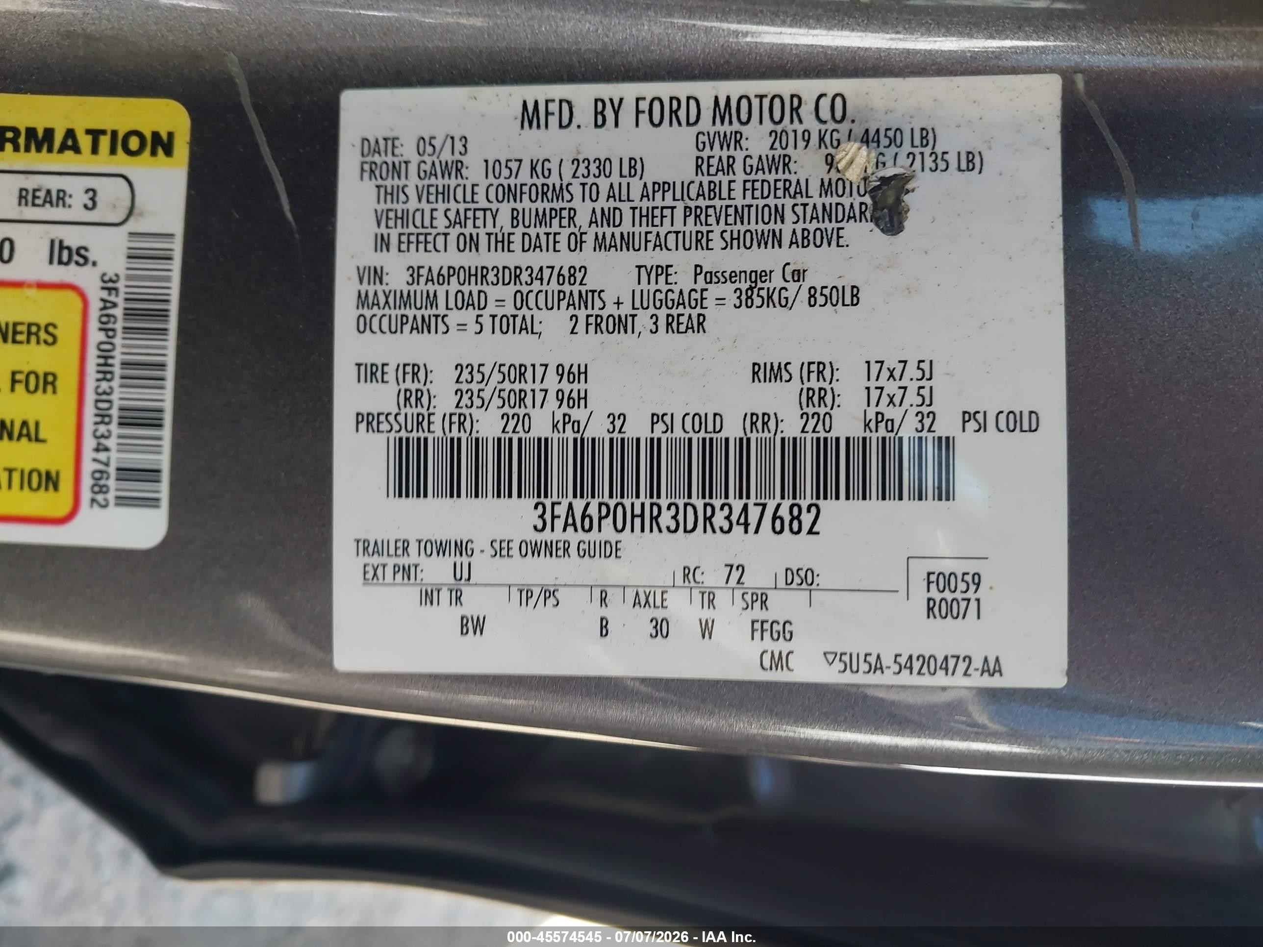 2013 Ford Fusion Se Gray vin: 3FA6P0HR3DR347682