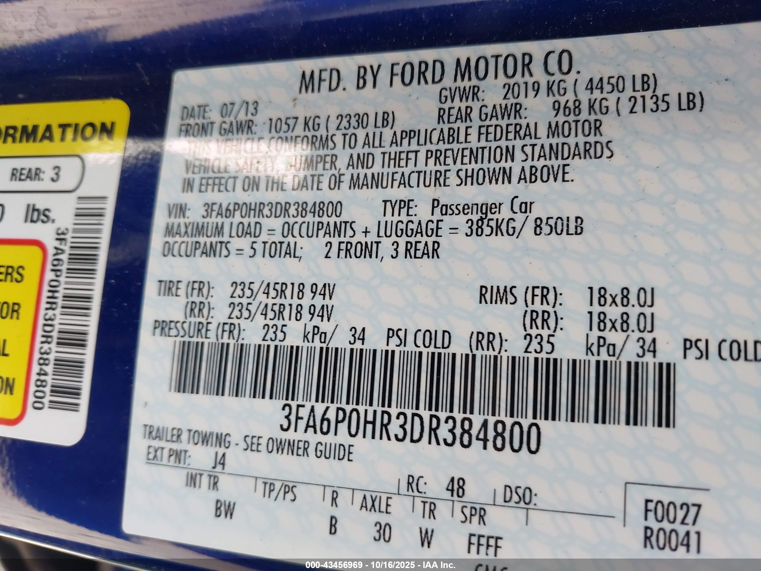 2013 Ford Fusion Se Blue vin: 3FA6P0HR3DR384800