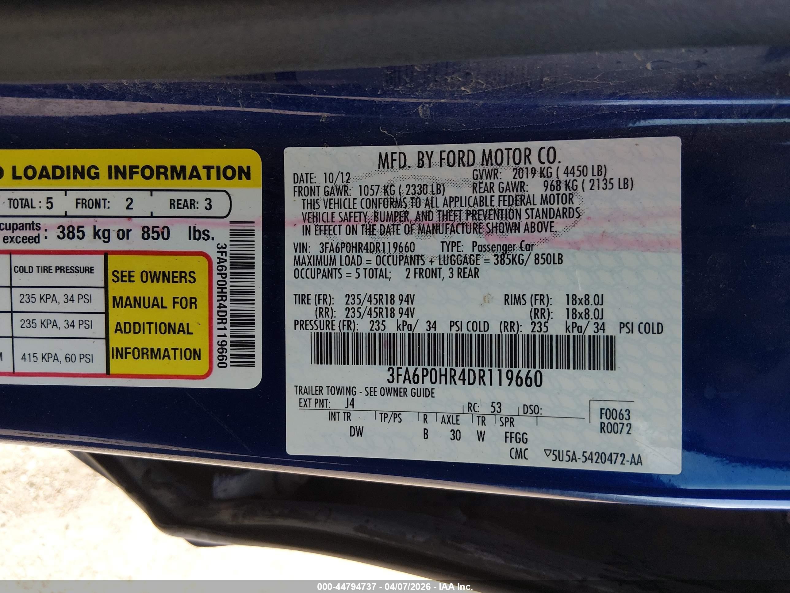 2013 Ford Fusion Se Синий vin: 3FA6P0HR4DR119660