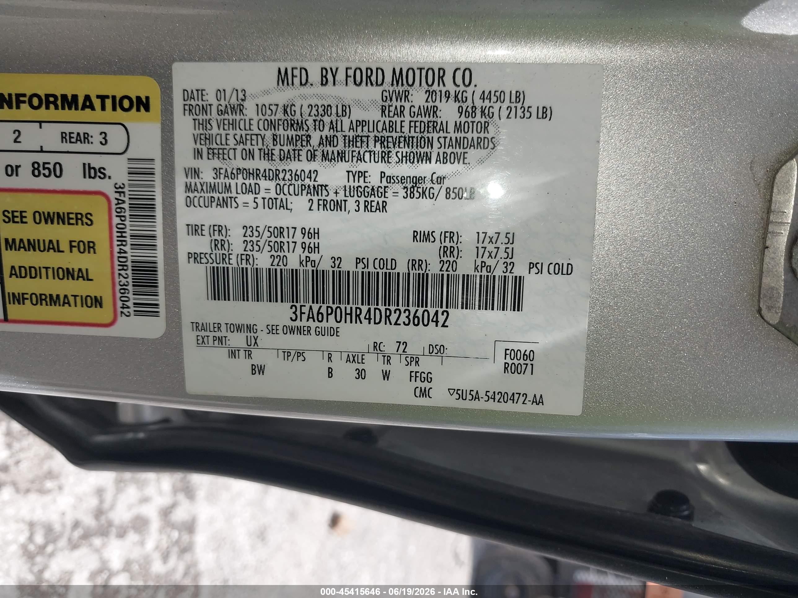 2013 Ford Fusion Se Silver vin: 3FA6P0HR4DR236042