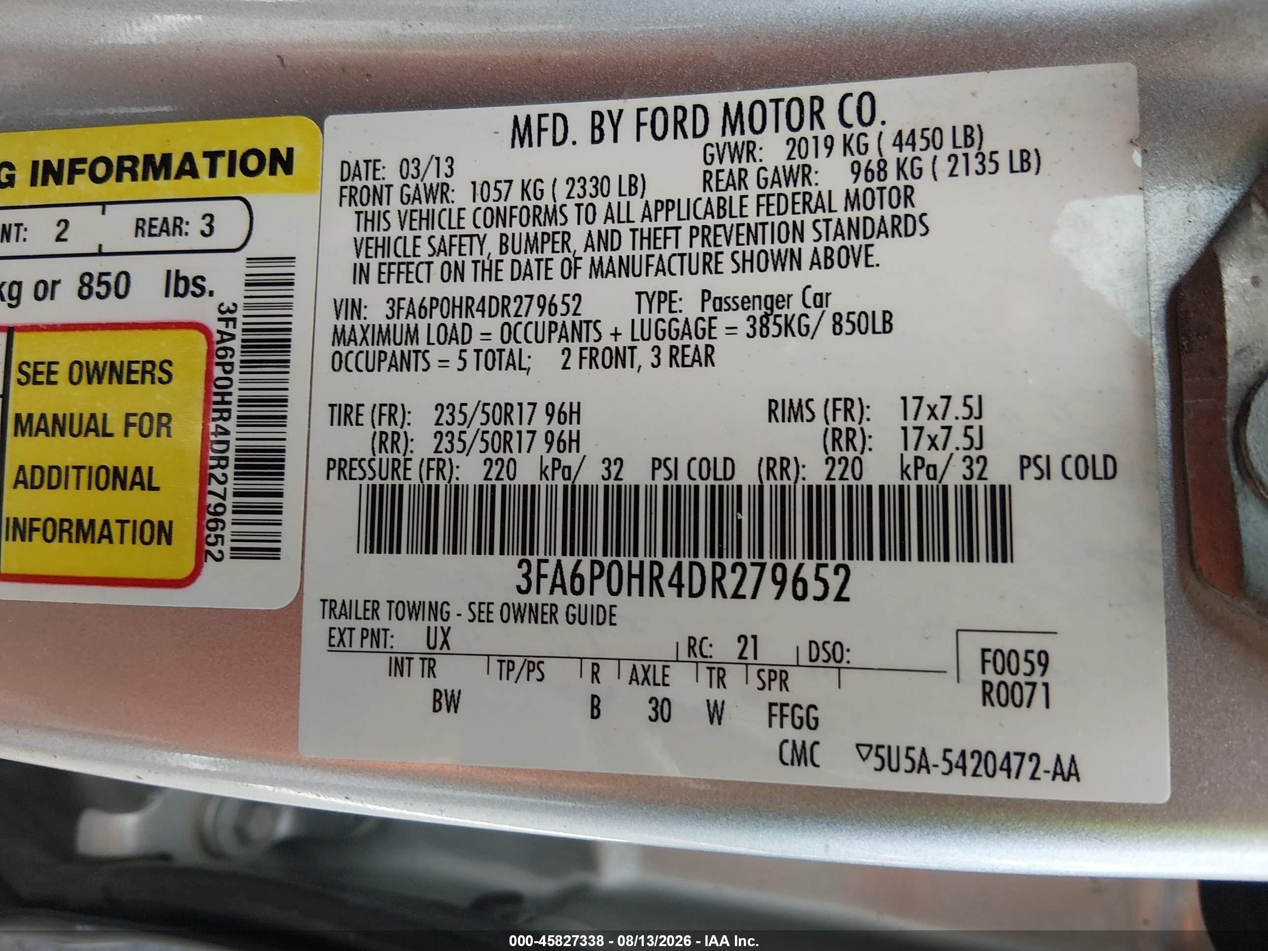 2013 Ford Fusion Se Серый vin: 3FA6P0HR4DR279652