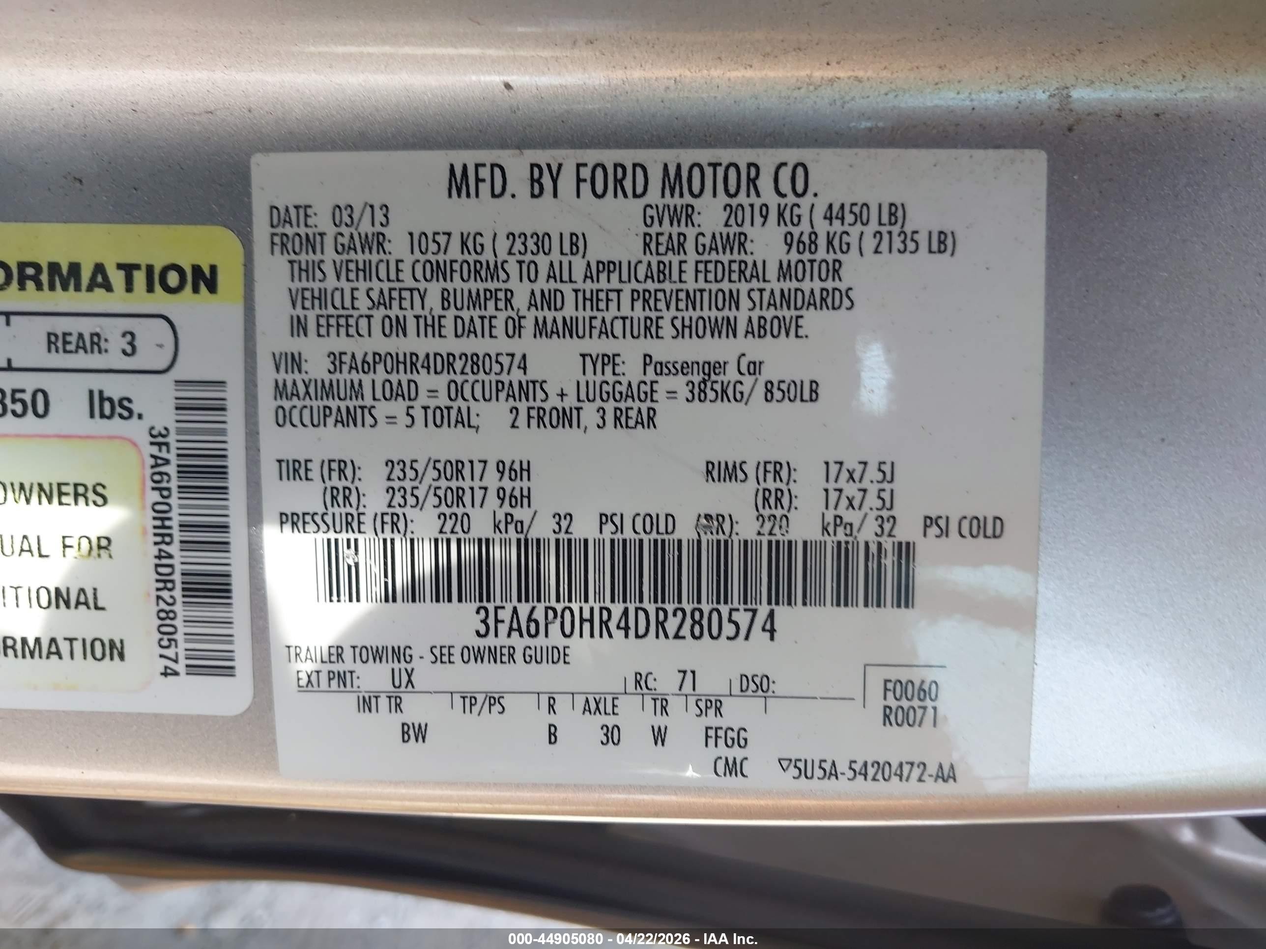 2013 Ford Fusion Se Silver vin: 3FA6P0HR4DR280574