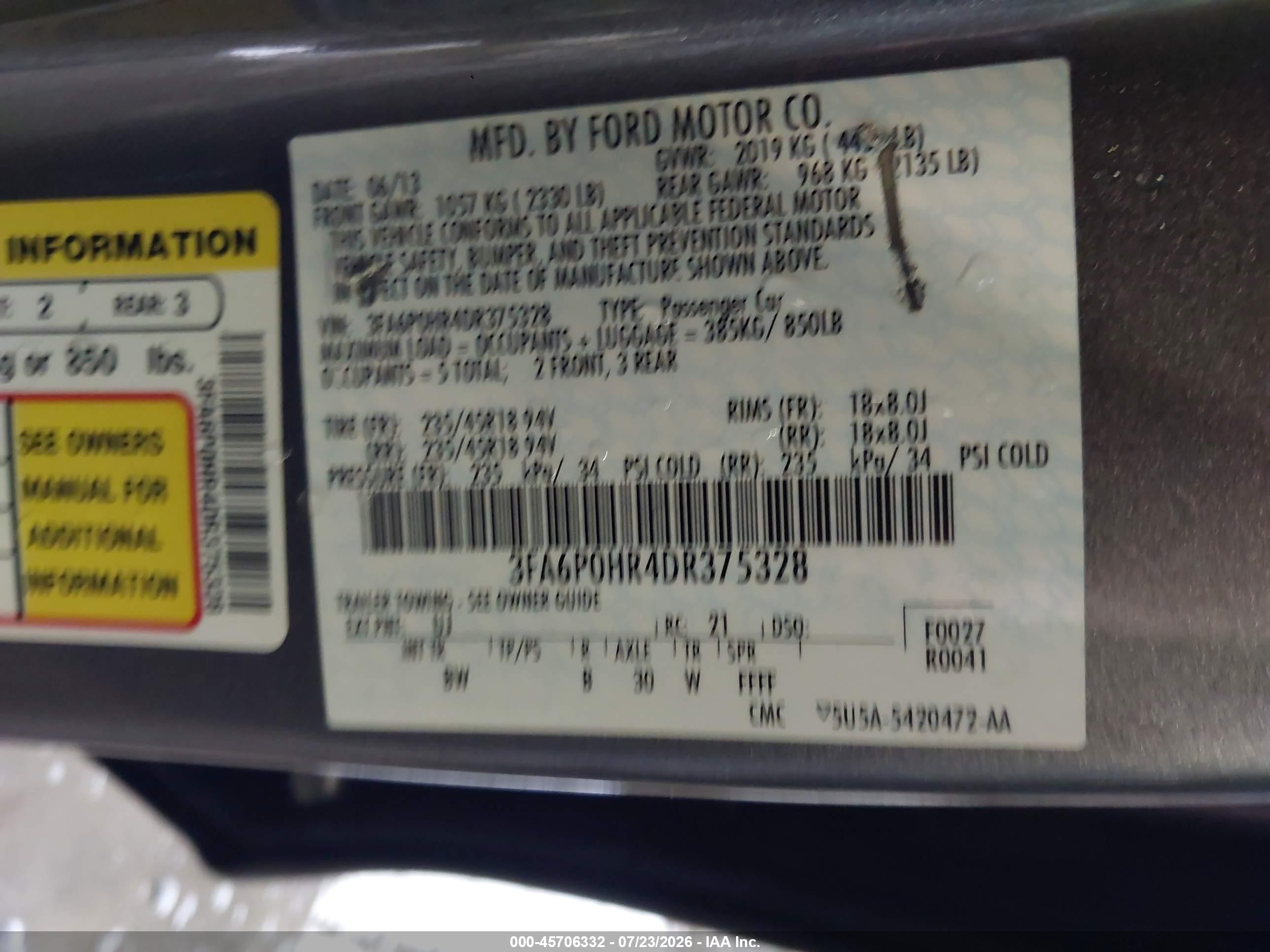 2013 Ford Fusion Se Gray vin: 3FA6P0HR4DR375328