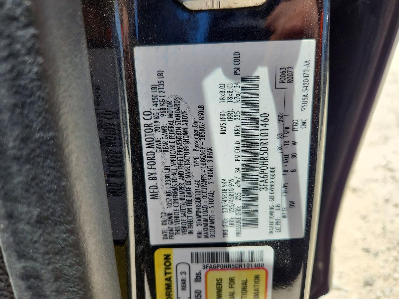 2013 Ford Fusion Se Black vin: 3FA6P0HR5DR101460