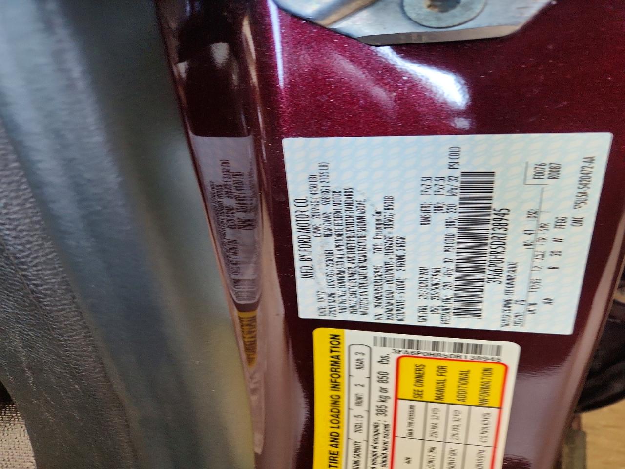 2013 Ford Fusion Se Бордовый vin: 3FA6P0HR5DR138945