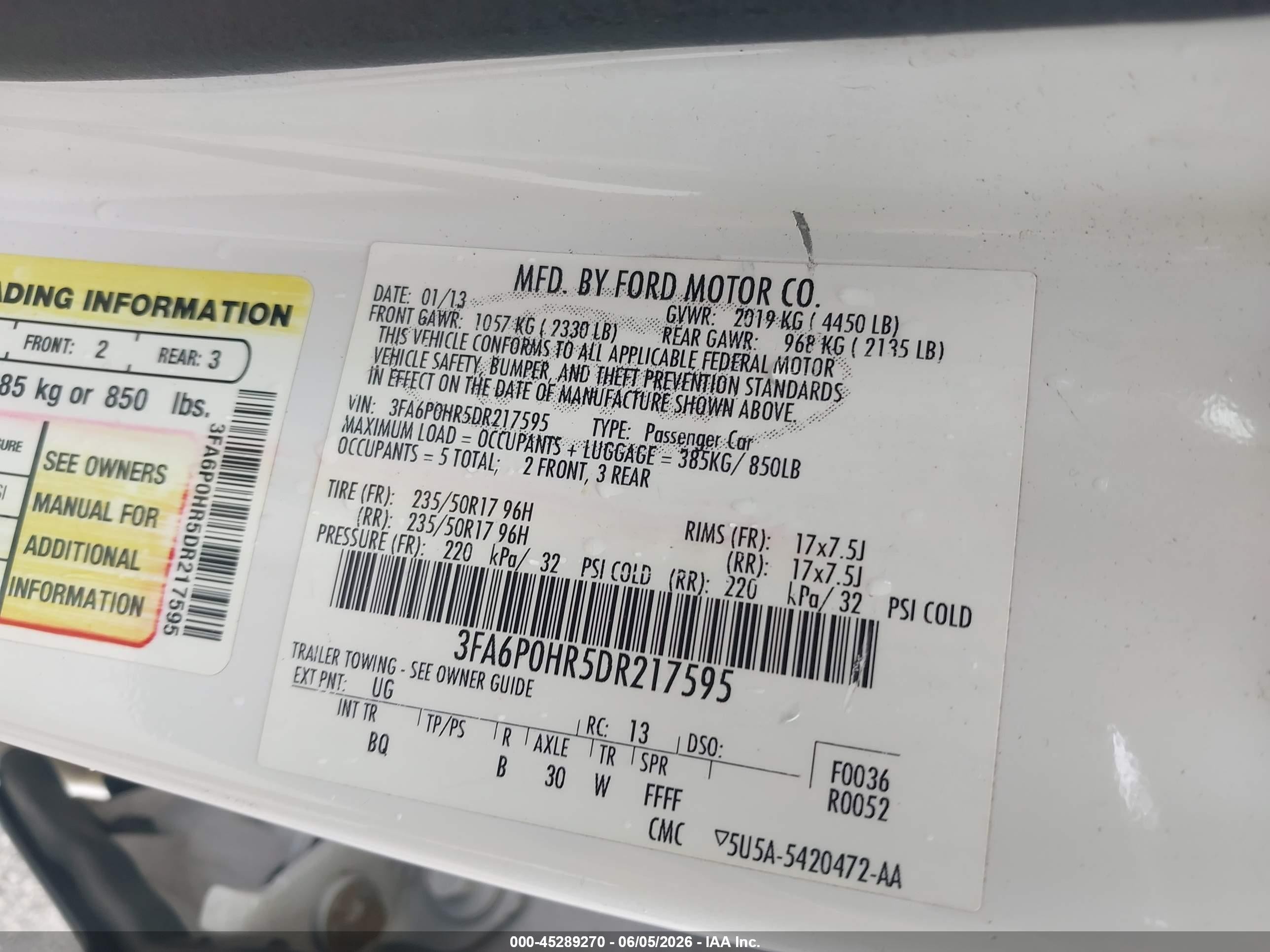 2013 Ford Fusion Se White vin: 3FA6P0HR5DR217595