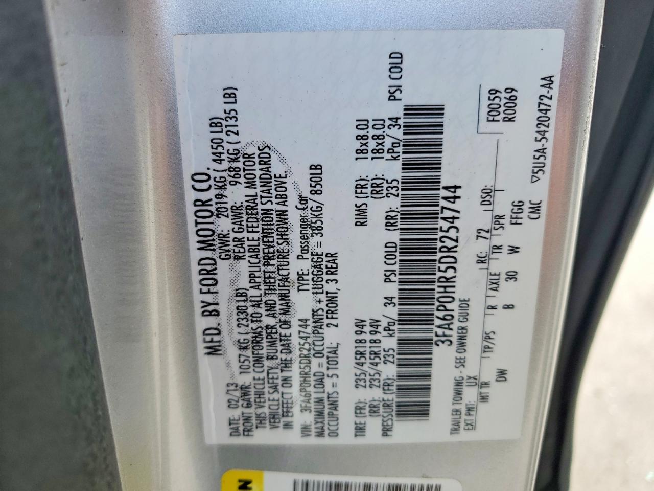 2013 Ford Fusion Se Silver vin: 3FA6P0HR5DR254744