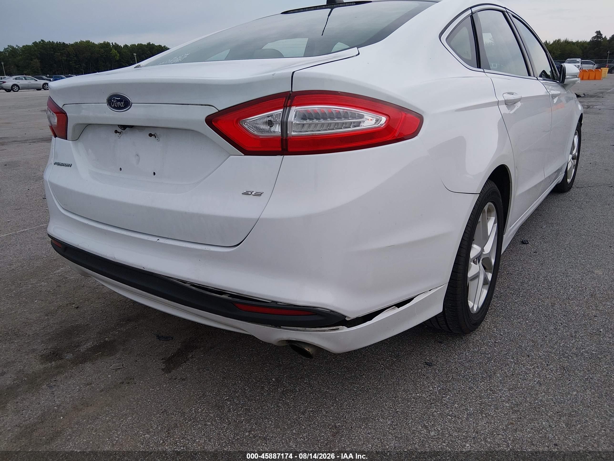 2013 Ford Fusion Se White vin: 3FA6P0HR5DR259538