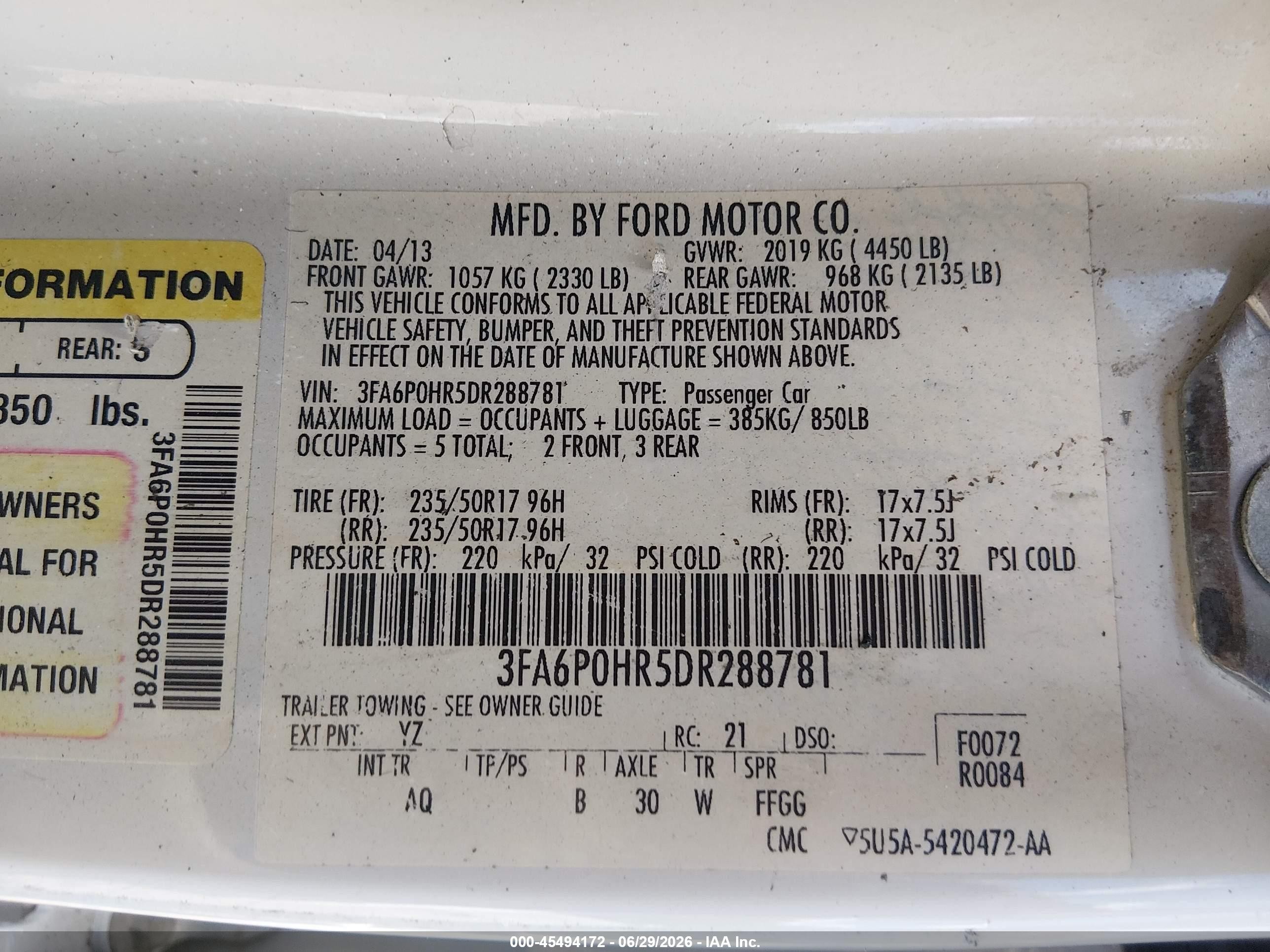 2013 Ford Fusion Se White vin: 3FA6P0HR5DR288781