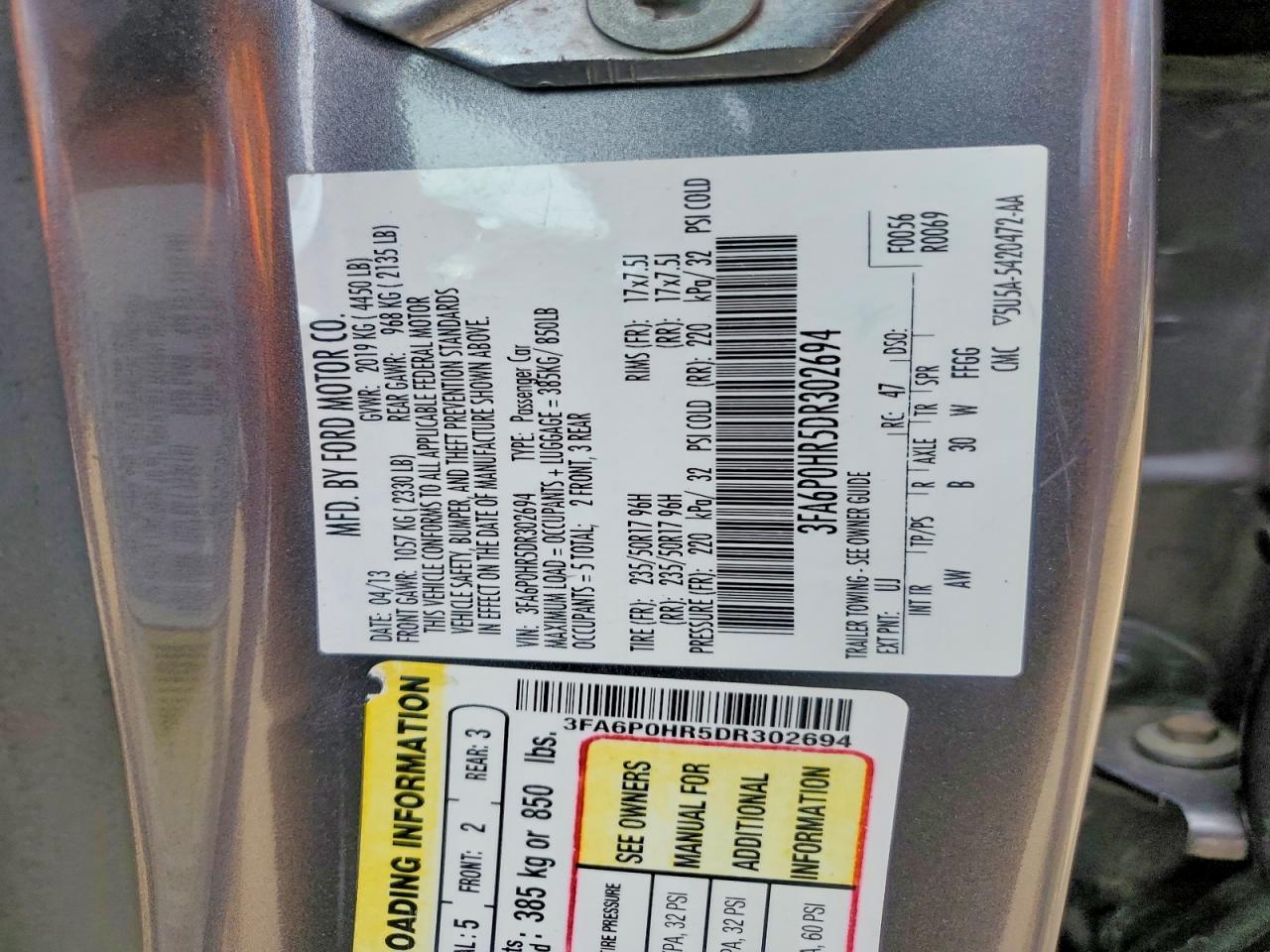 2013 Ford Fusion Se Gray vin: 3FA6P0HR5DR302694