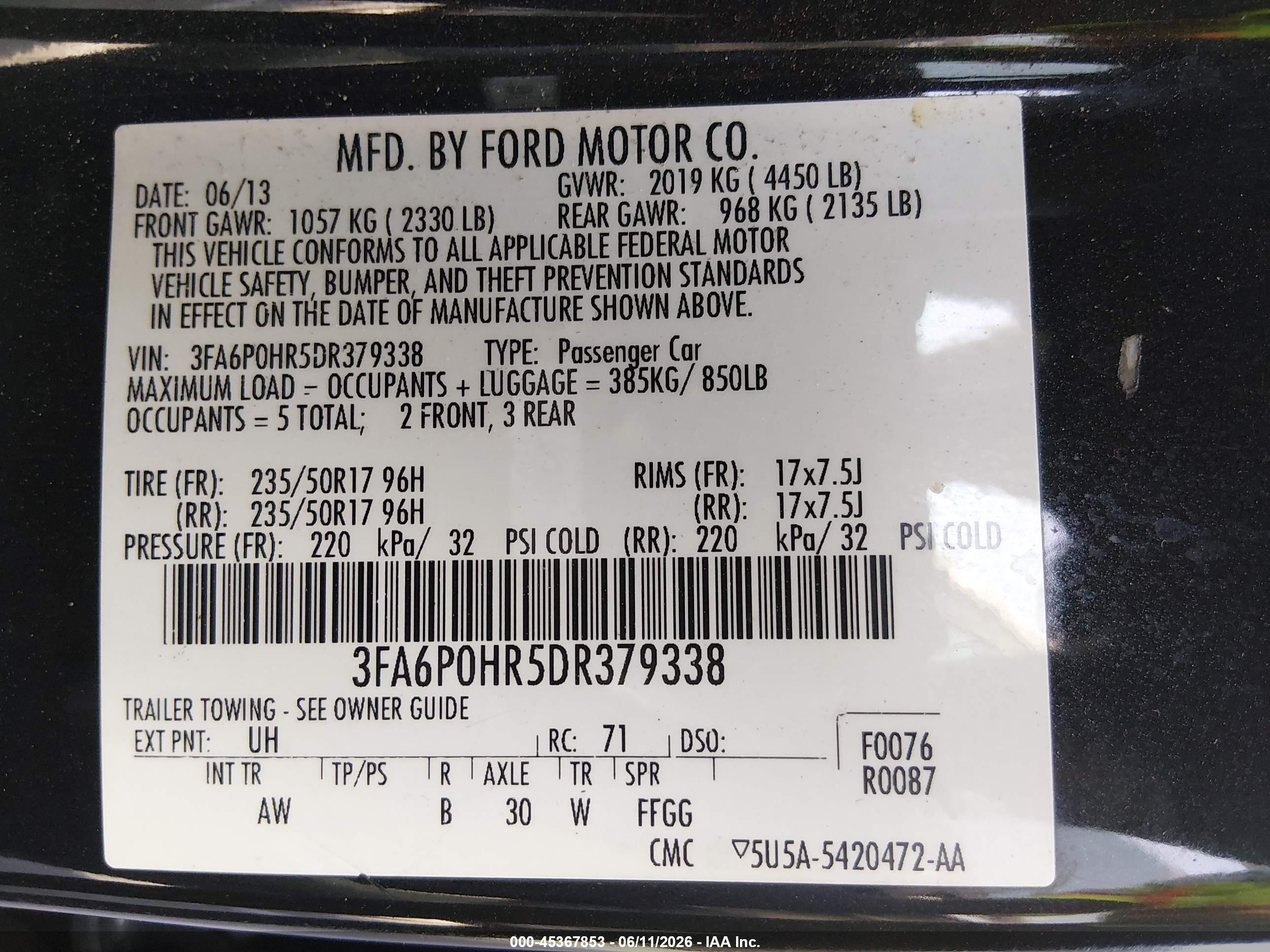 2013 Ford Fusion Se Black vin: 3FA6P0HR5DR379338