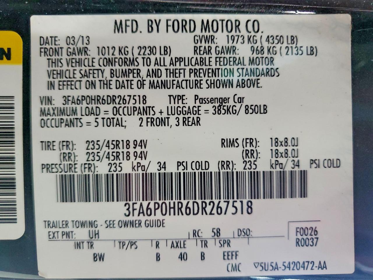 2013 Ford Fusion Se Black vin: 3FA6P0HR6DR267518