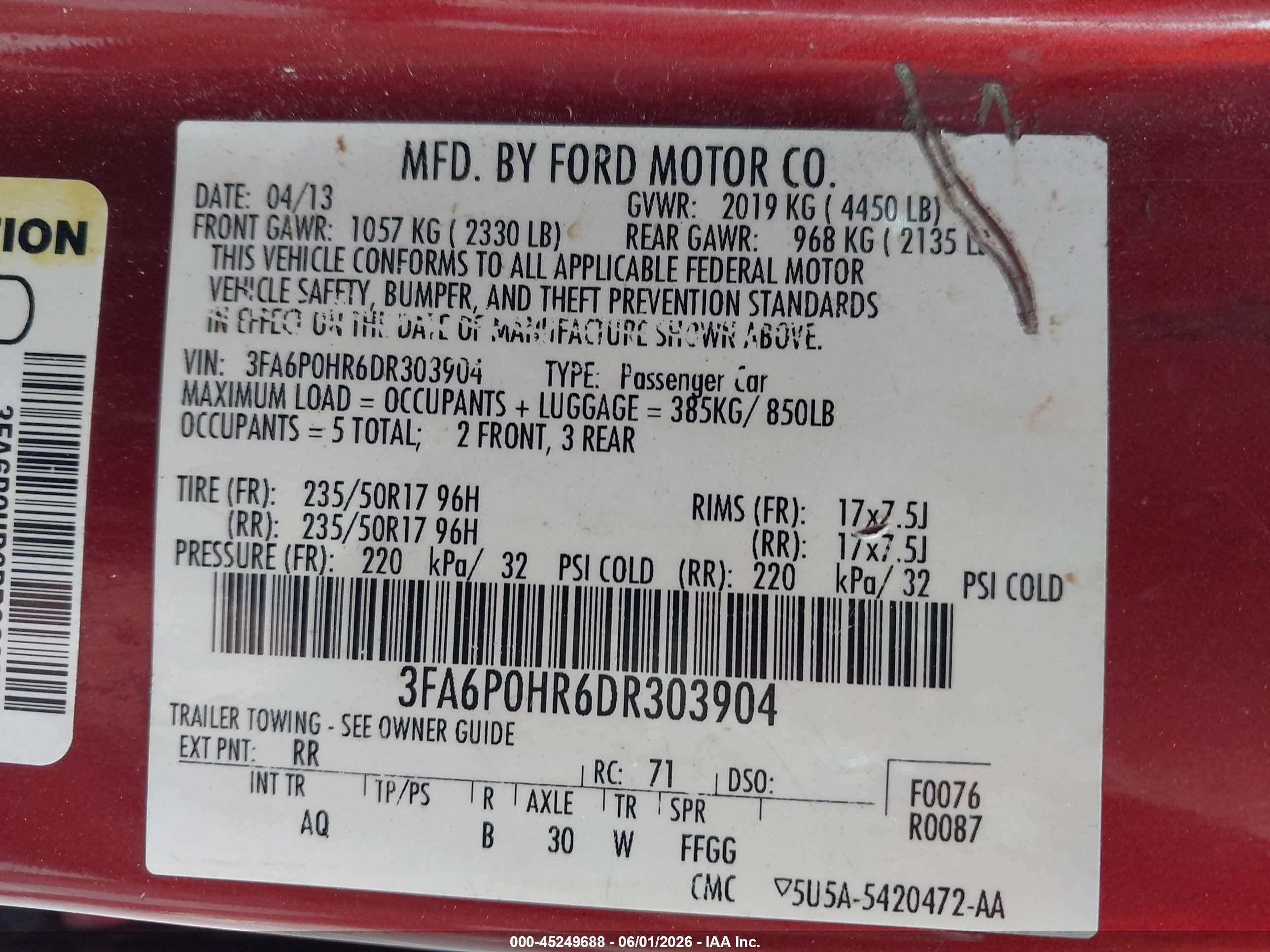 2013 Ford Fusion Se Red vin: 3FA6P0HR6DR303904