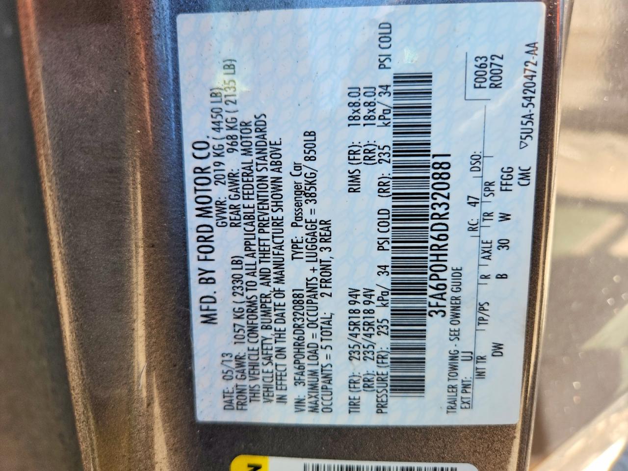 2013 Ford Fusion Se Gray vin: 3FA6P0HR6DR320881