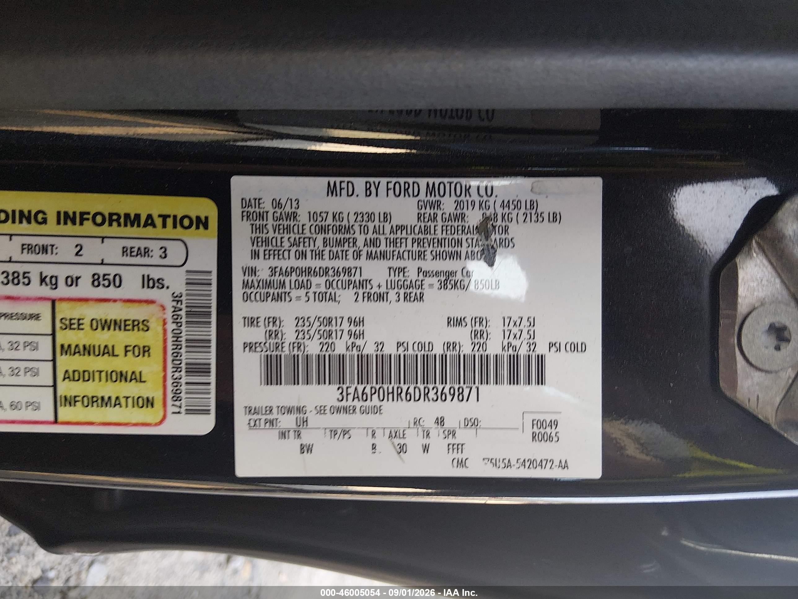 2013 Ford Fusion Se Black vin: 3FA6P0HR6DR369871
