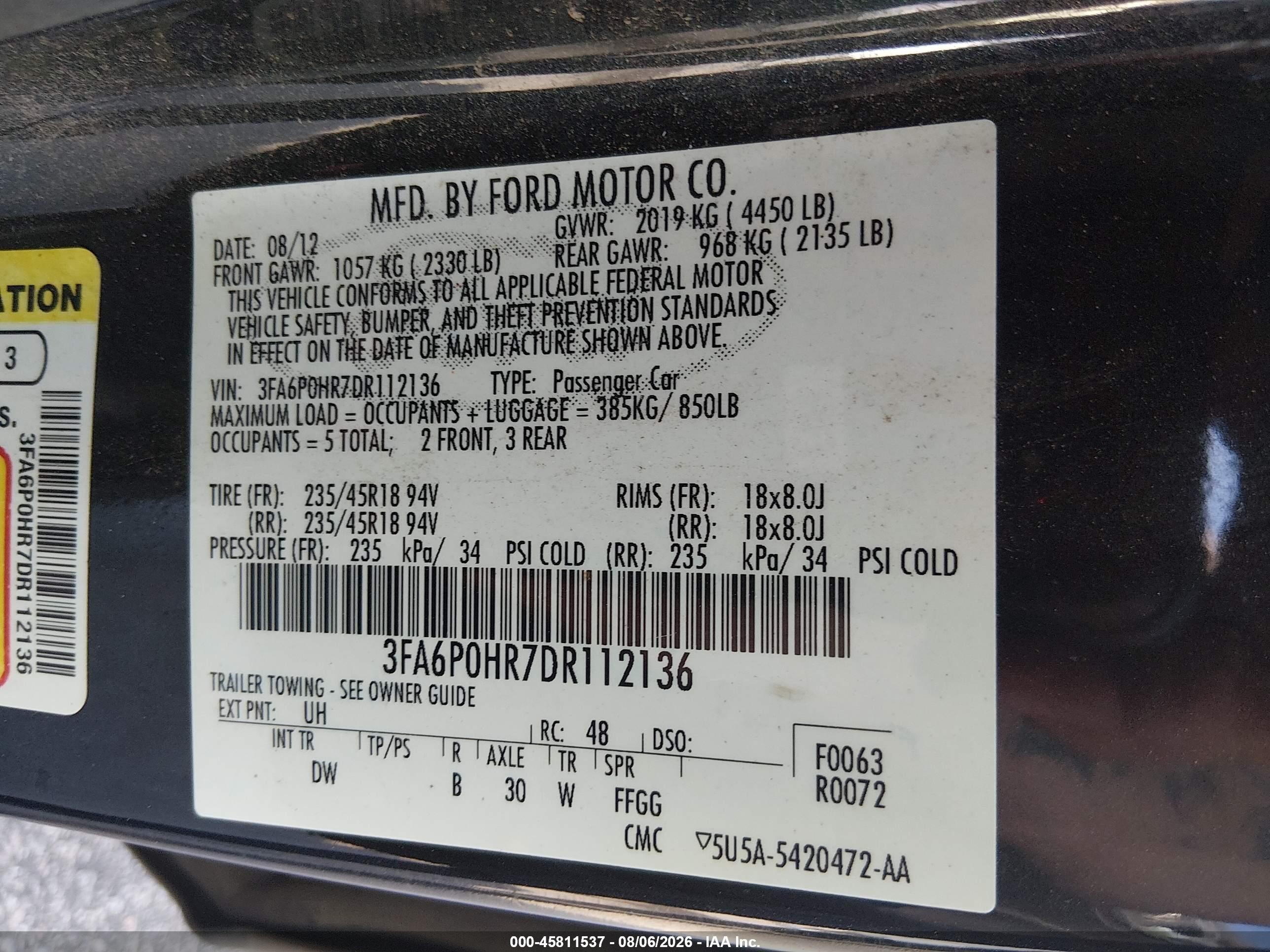 2013 Ford Fusion Se Black vin: 3FA6P0HR7DR112136