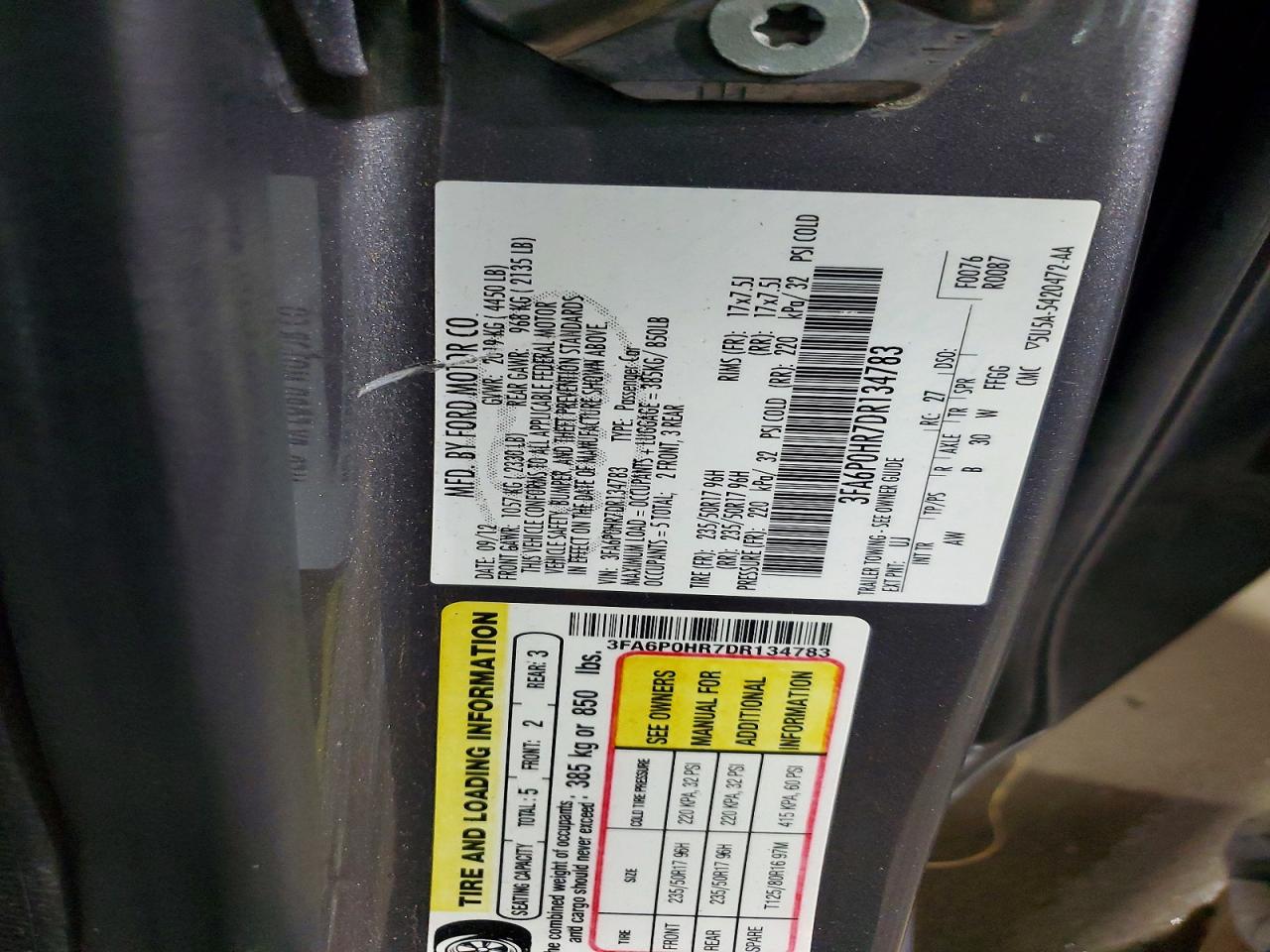 2013 Ford Fusion Se Gray vin: 3FA6P0HR7DR134783