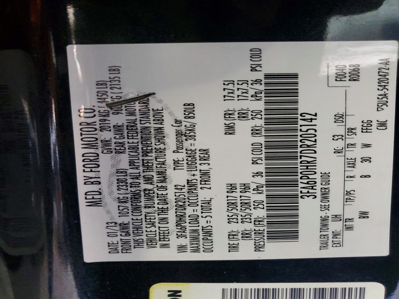 2013 Ford Fusion Se Black vin: 3FA6P0HR7DR205142