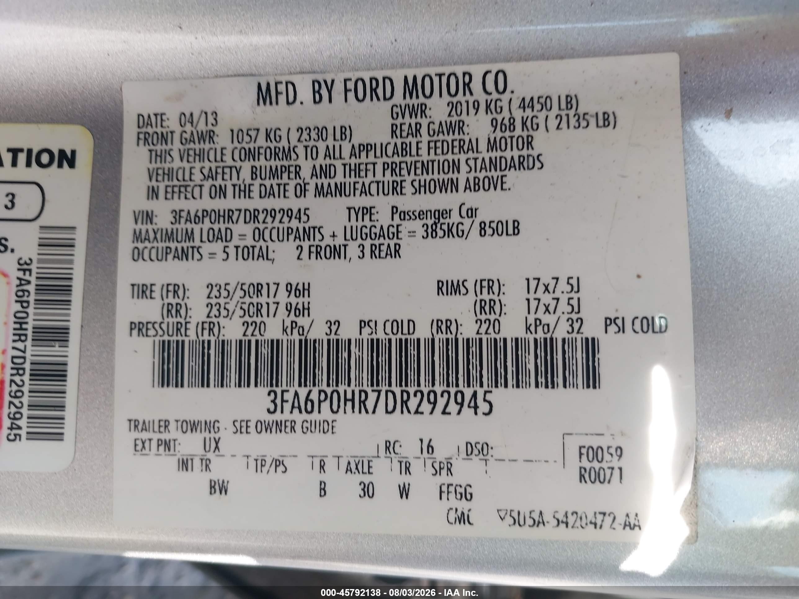 2013 Ford Fusion Se Серебряный vin: 3FA6P0HR7DR292945