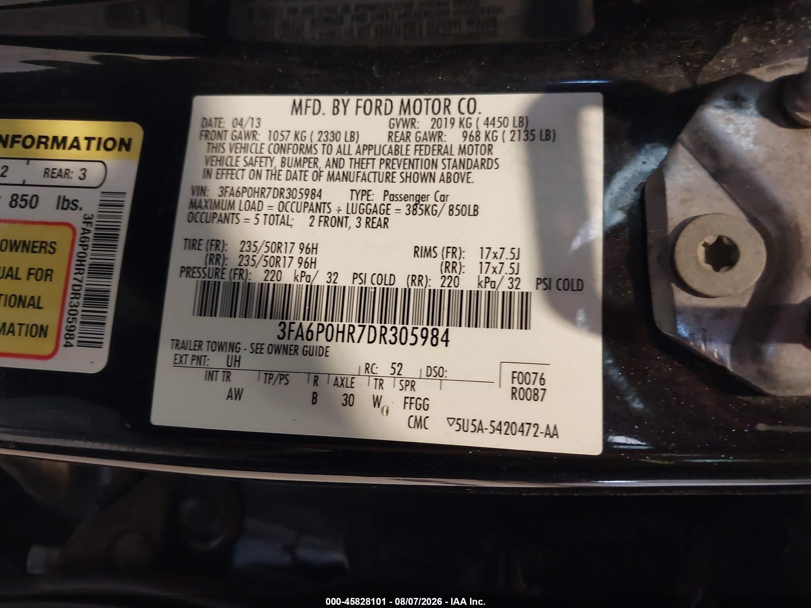 2013 Ford Fusion Se Black vin: 3FA6P0HR7DR305984