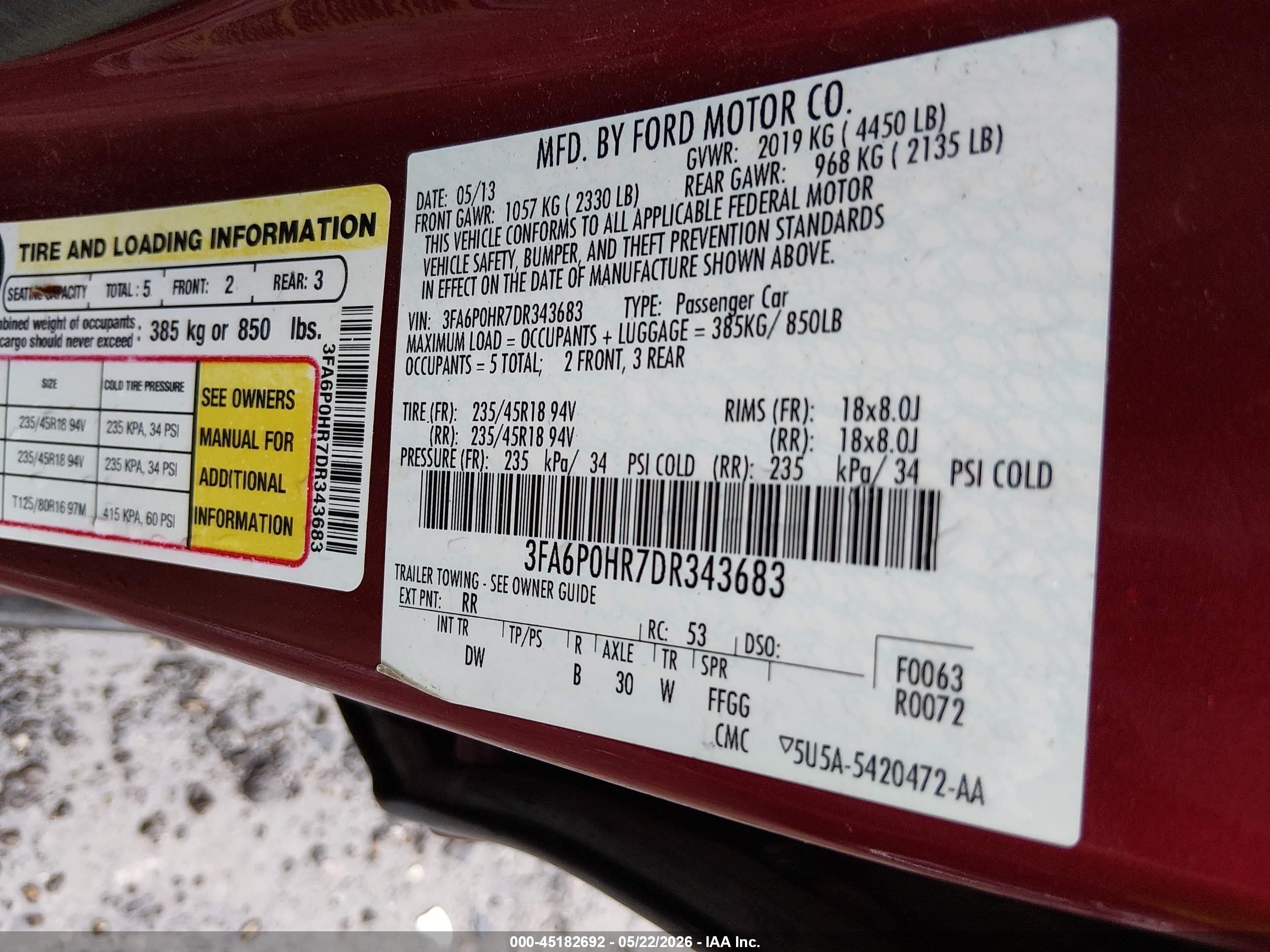 2013 Ford Fusion Se Красный vin: 3FA6P0HR7DR343683
