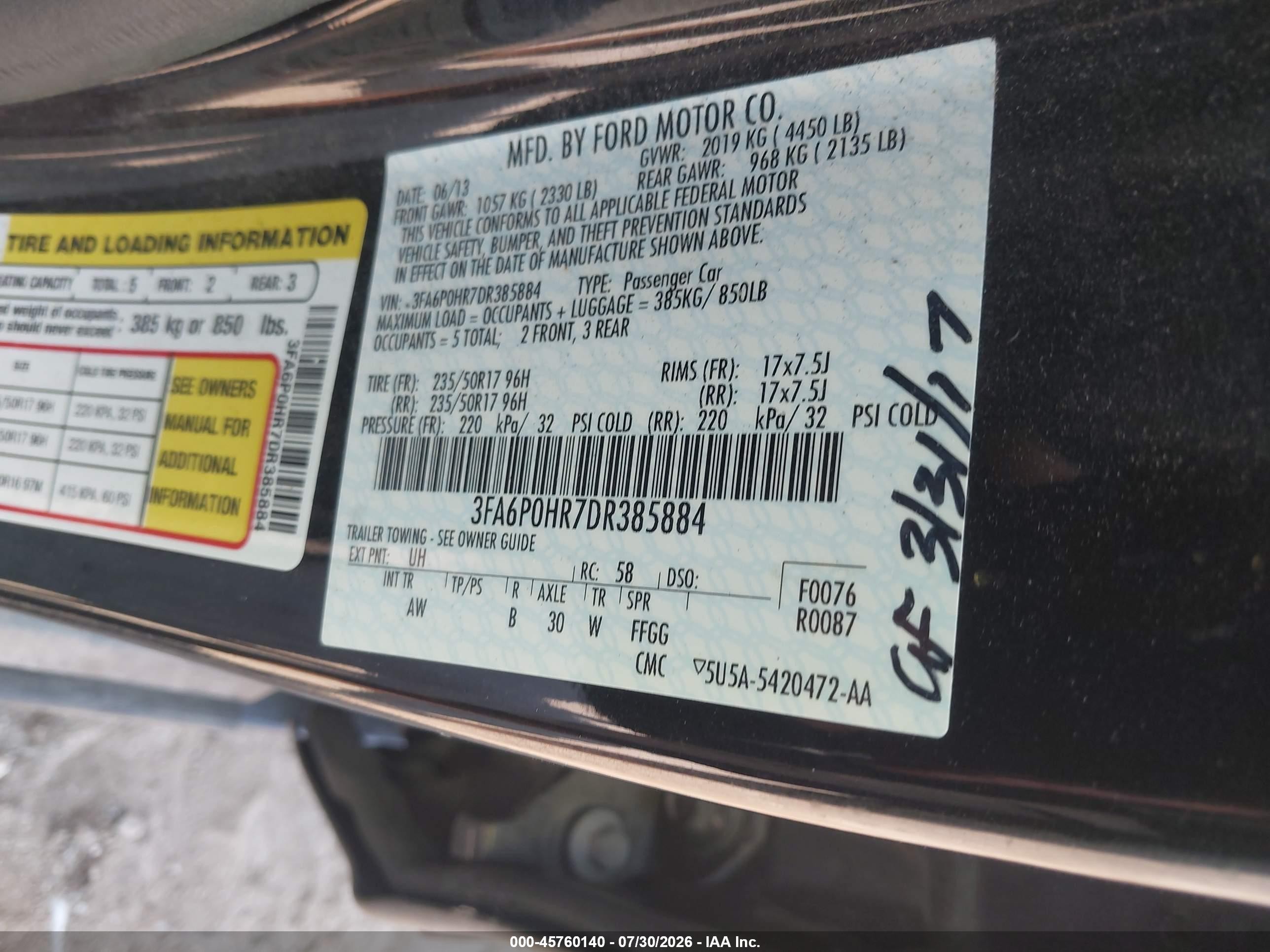 2013 Ford Fusion Se Black vin: 3FA6P0HR7DR385884