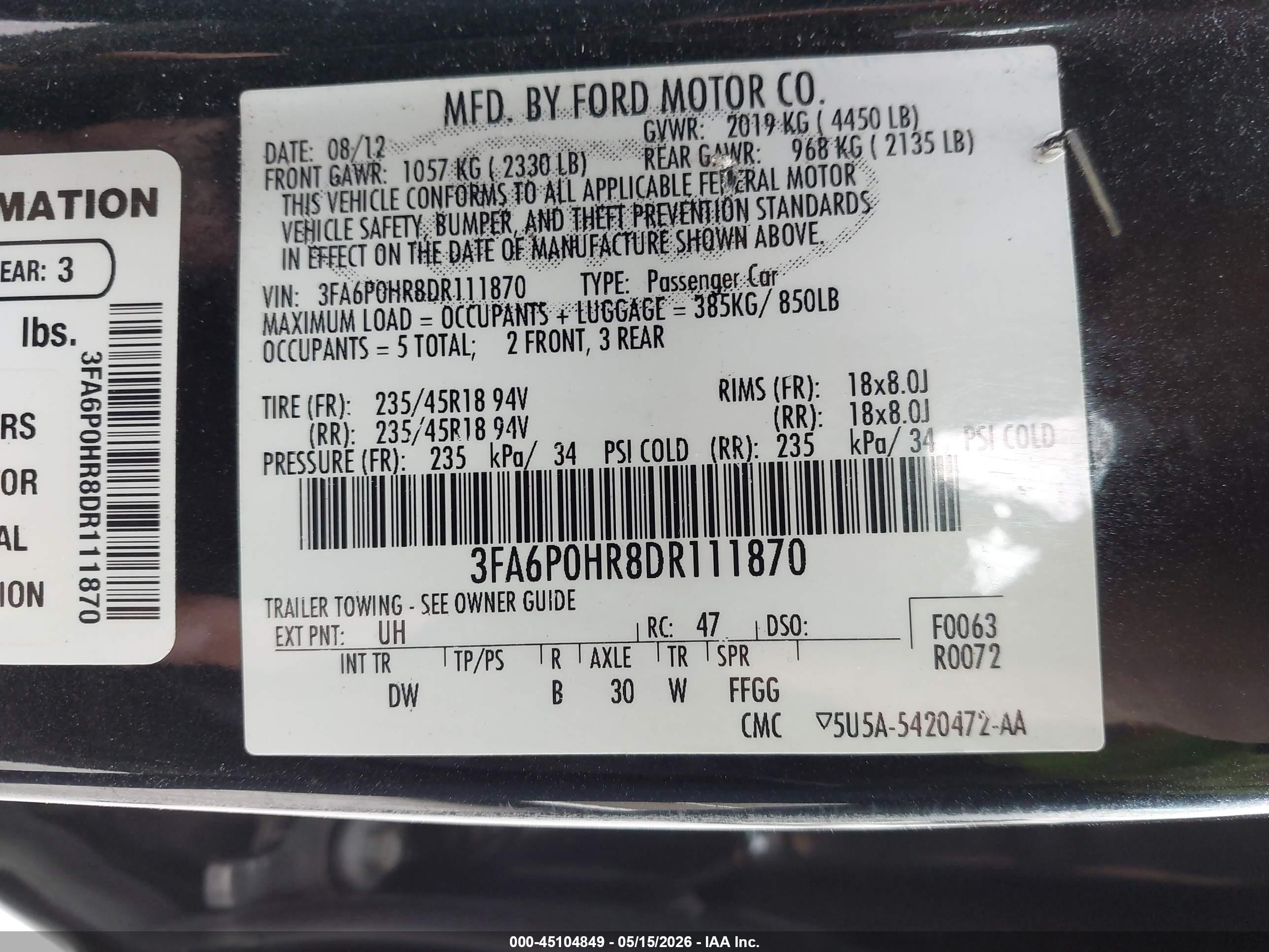 2013 Ford Fusion Se Gray vin: 3FA6P0HR8DR111870