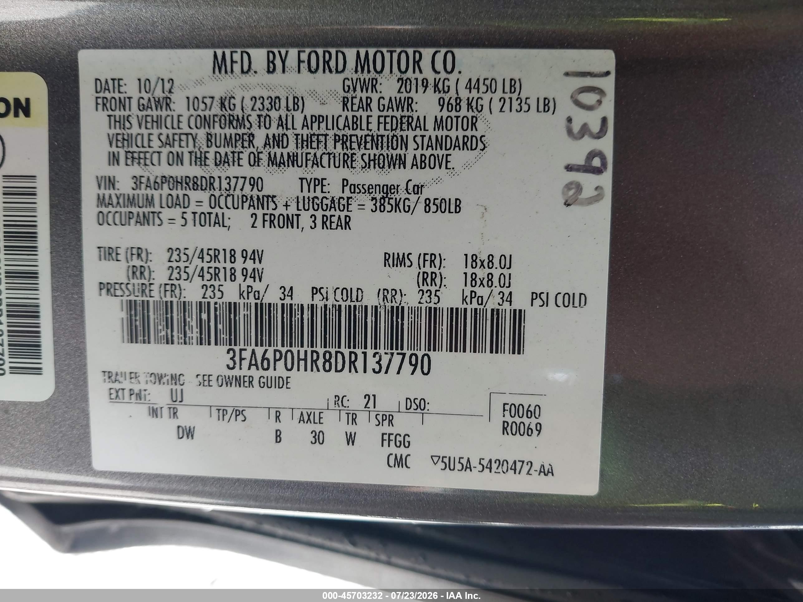 2013 Ford Fusion Se Gray vin: 3FA6P0HR8DR137790