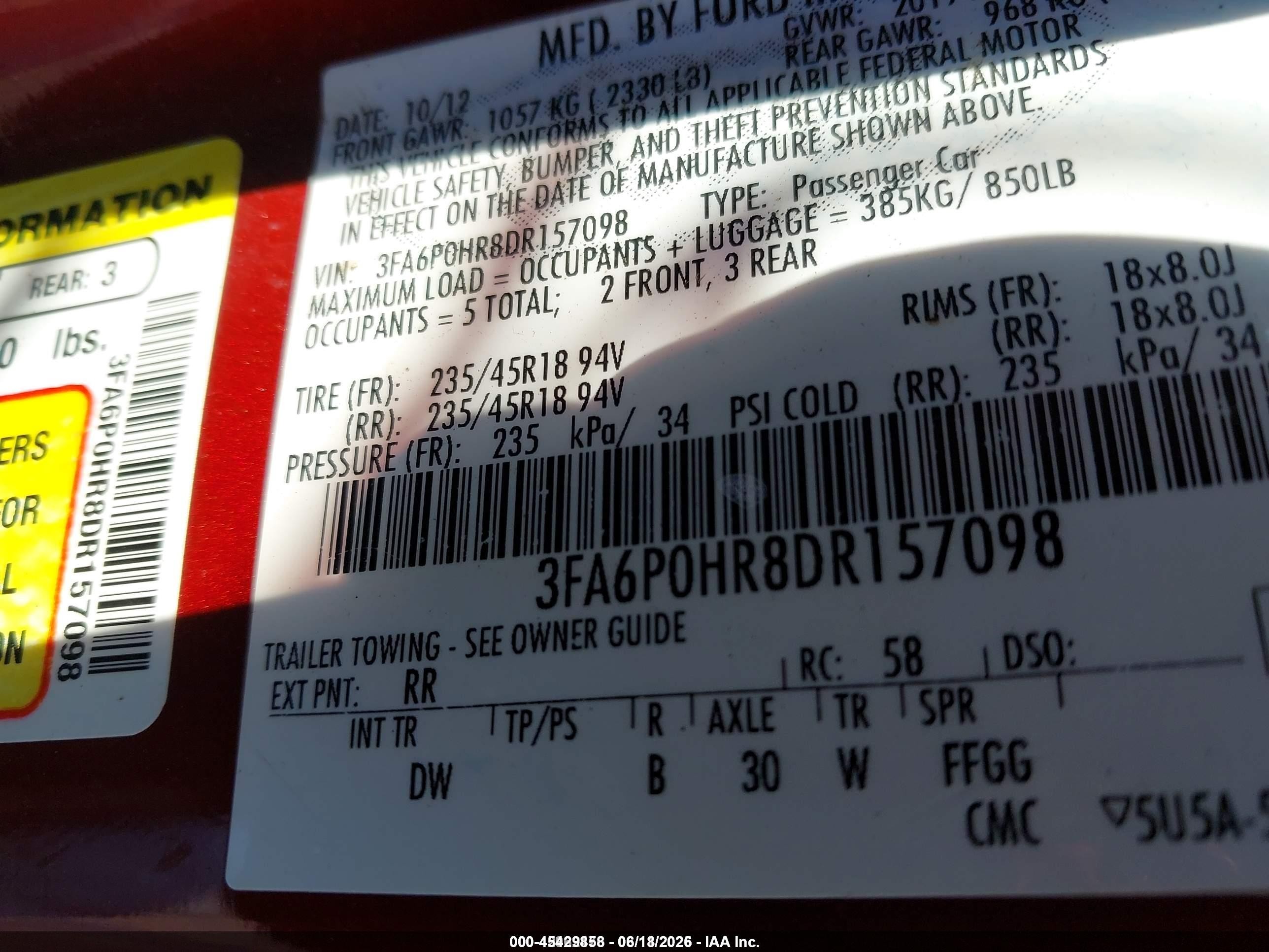 2013 Ford Fusion Se Red vin: 3FA6P0HR8DR157098