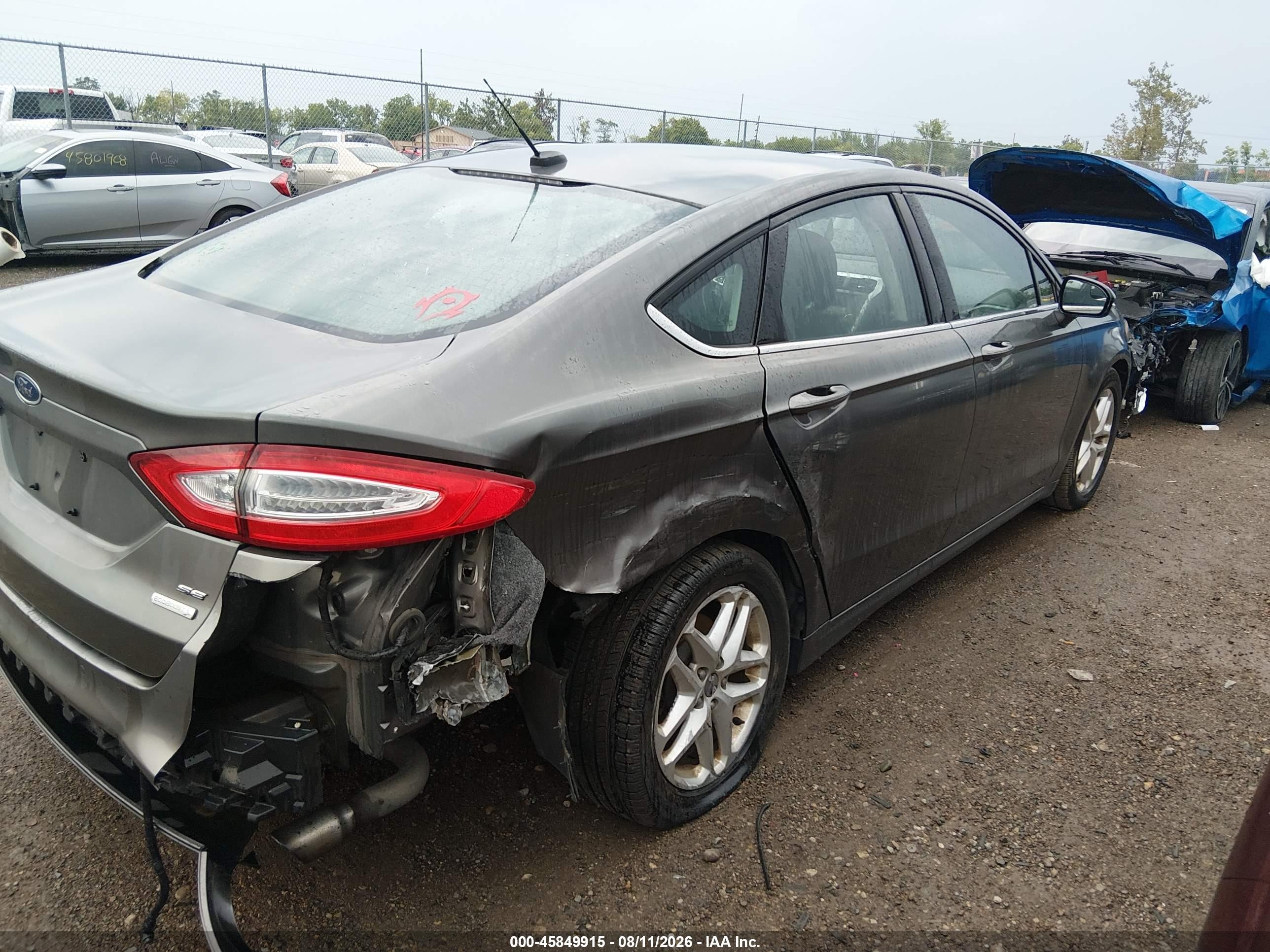 2013 Ford Fusion Se Gray vin: 3FA6P0HR8DR199724
