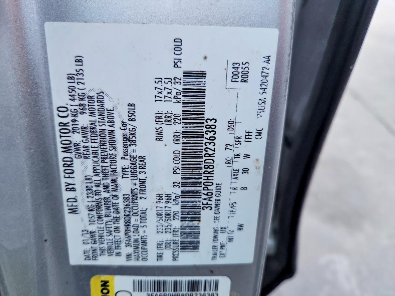 2013 Ford Fusion Se Silver vin: 3FA6P0HR8DR236383