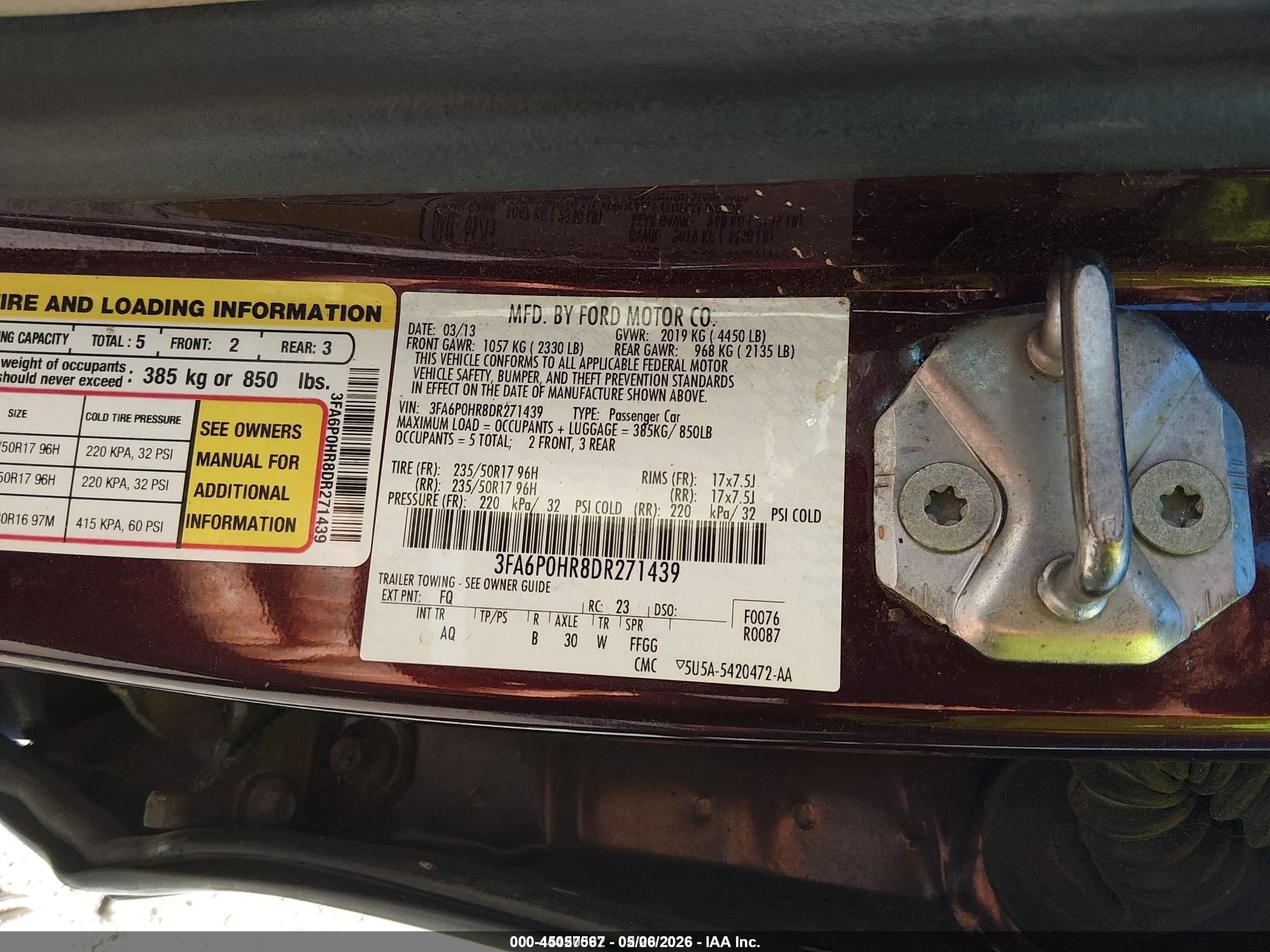 2013 Ford Fusion Se Burgundy vin: 3FA6P0HR8DR271439