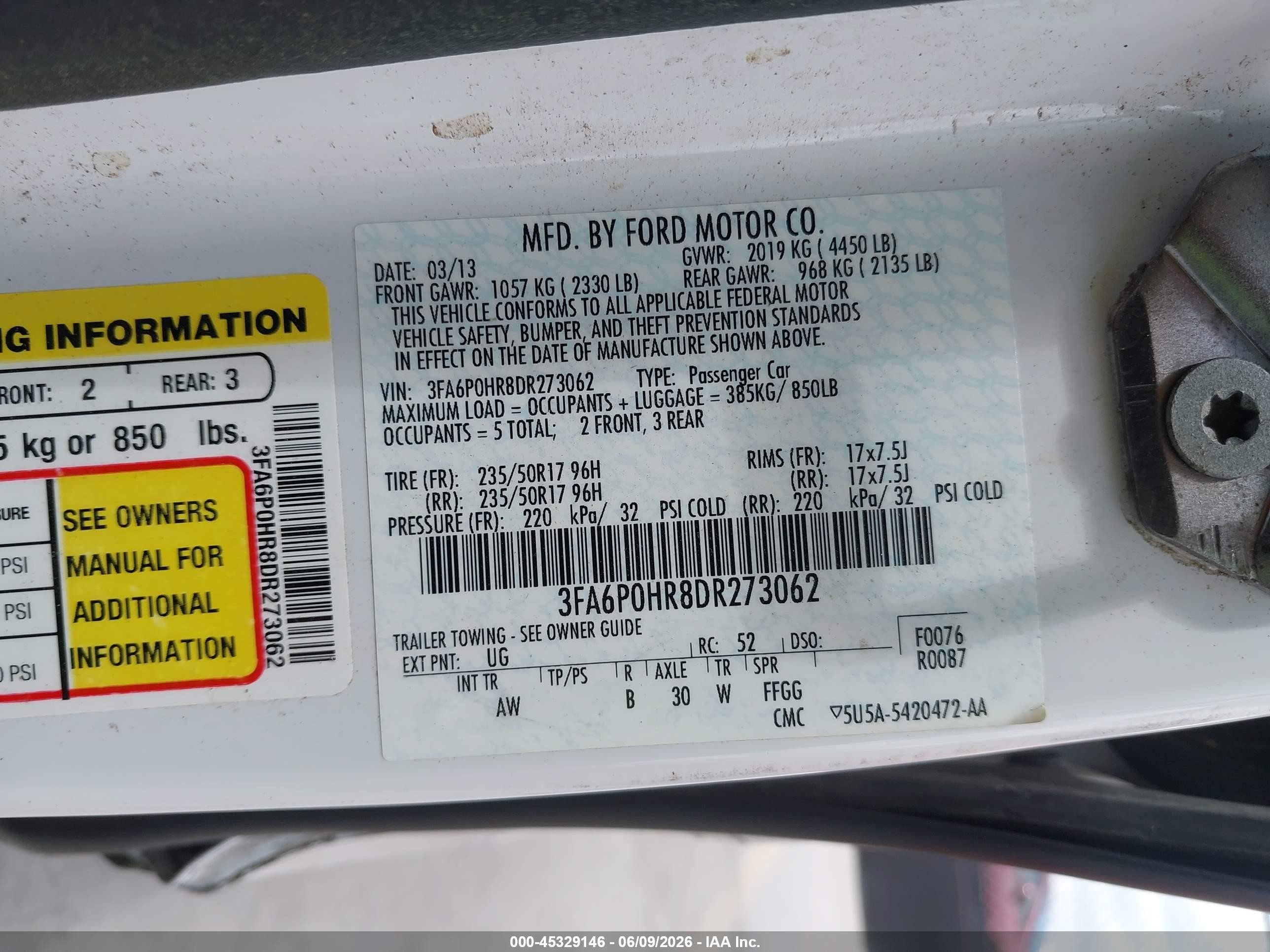 2013 Ford Fusion Se White vin: 3FA6P0HR8DR273062